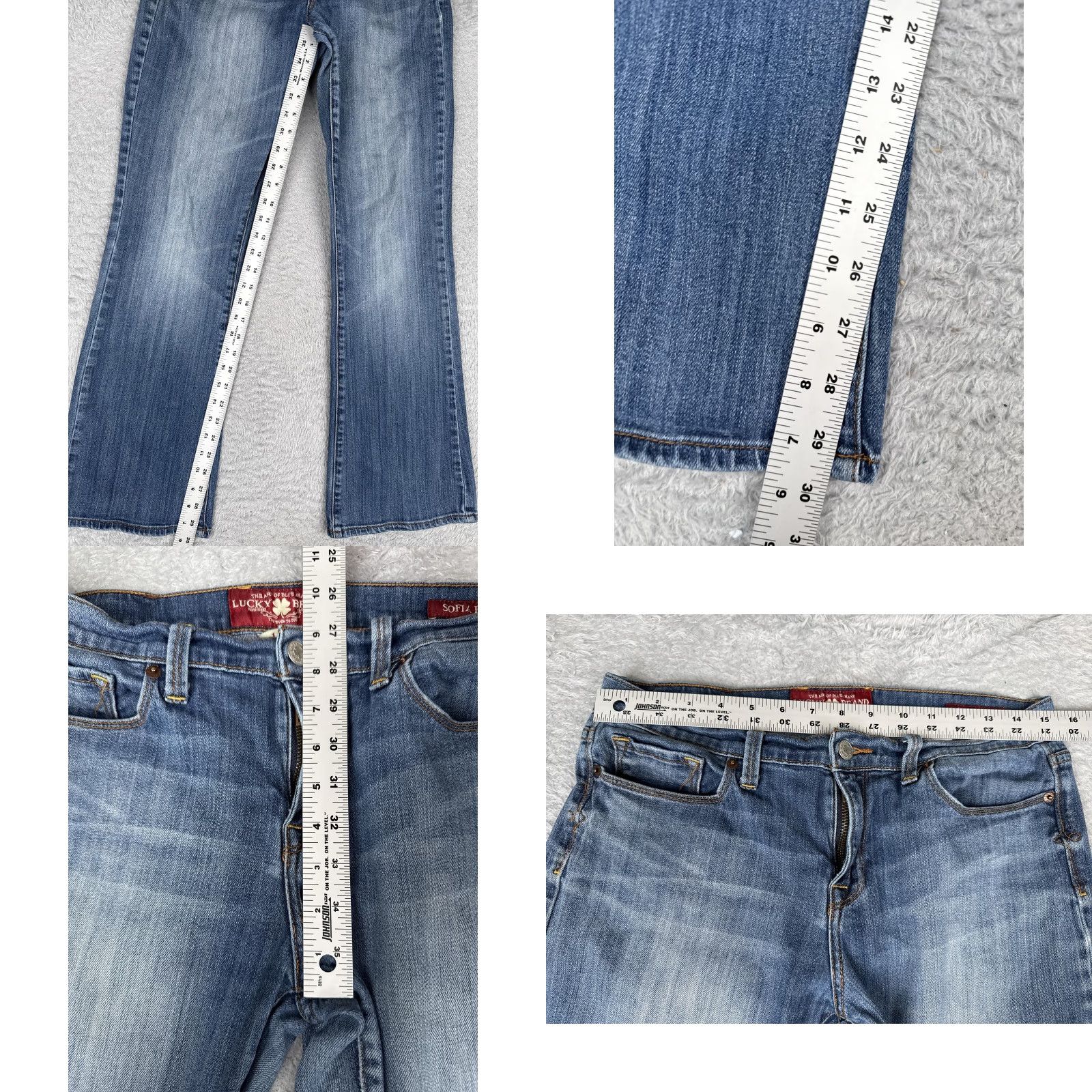 Lucky Brand Lucky Brand Sofia Boot Jeans Womens 12 Regular Bootcut Denim Medium Wash 31in Inseam Blue Embroidered Pockets Stretch 5-Pocket Size 34" / US 12 / IT 48 - 8 Thumbnail