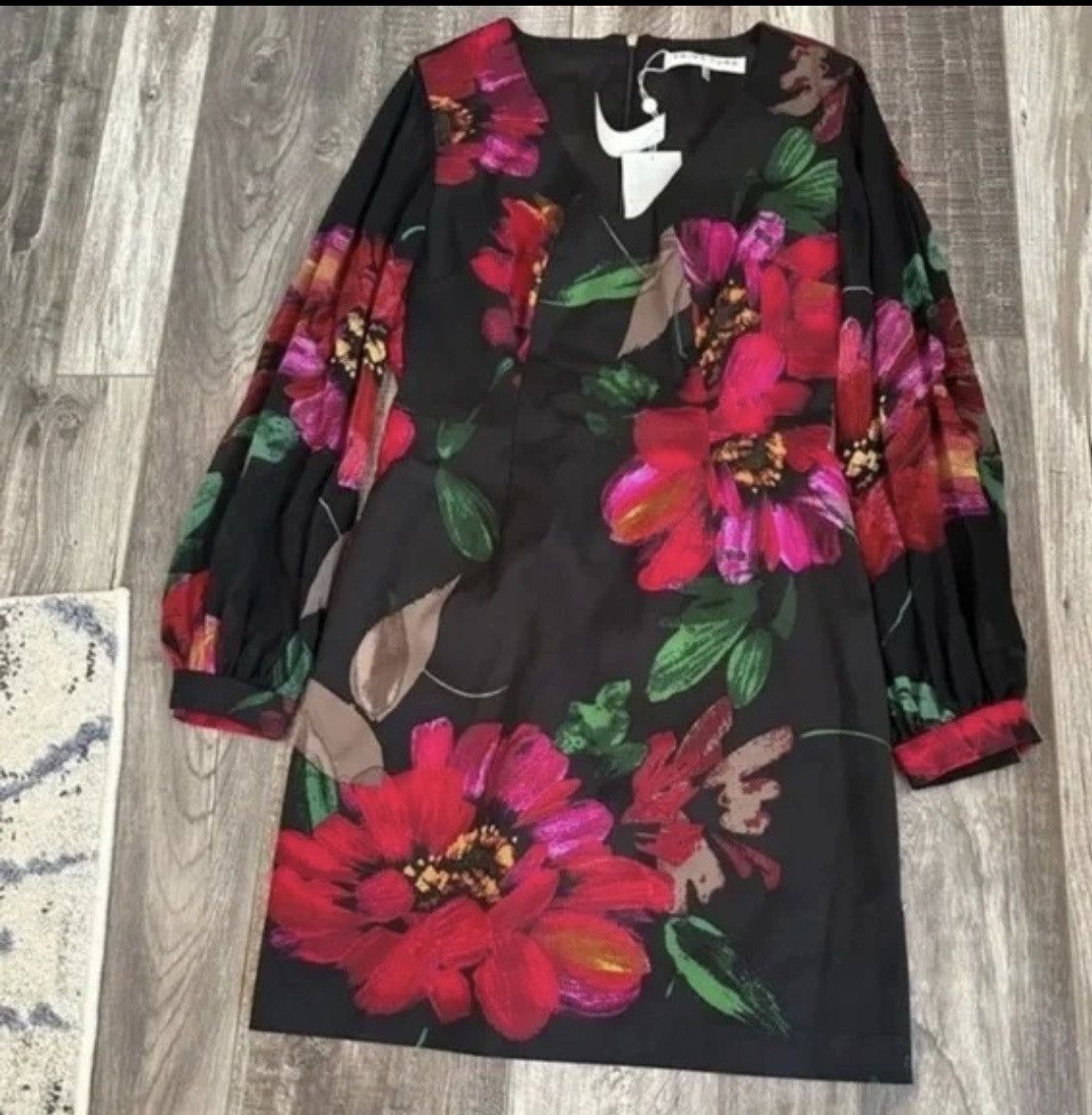 image of New Trina Turk Floral Printed Dress (Size 4) in Black, Women's (Size Small)