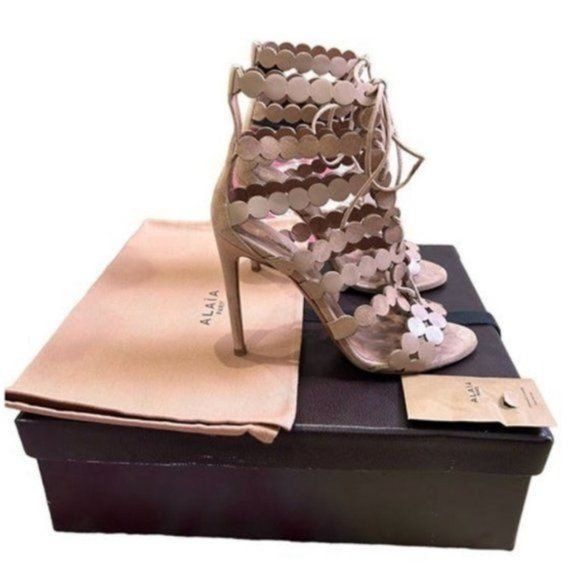 Alaia Alaia Laser Cut Suede Gladiator Heels Size US 7.5 / IT 37.5 - 1 Thumbnail