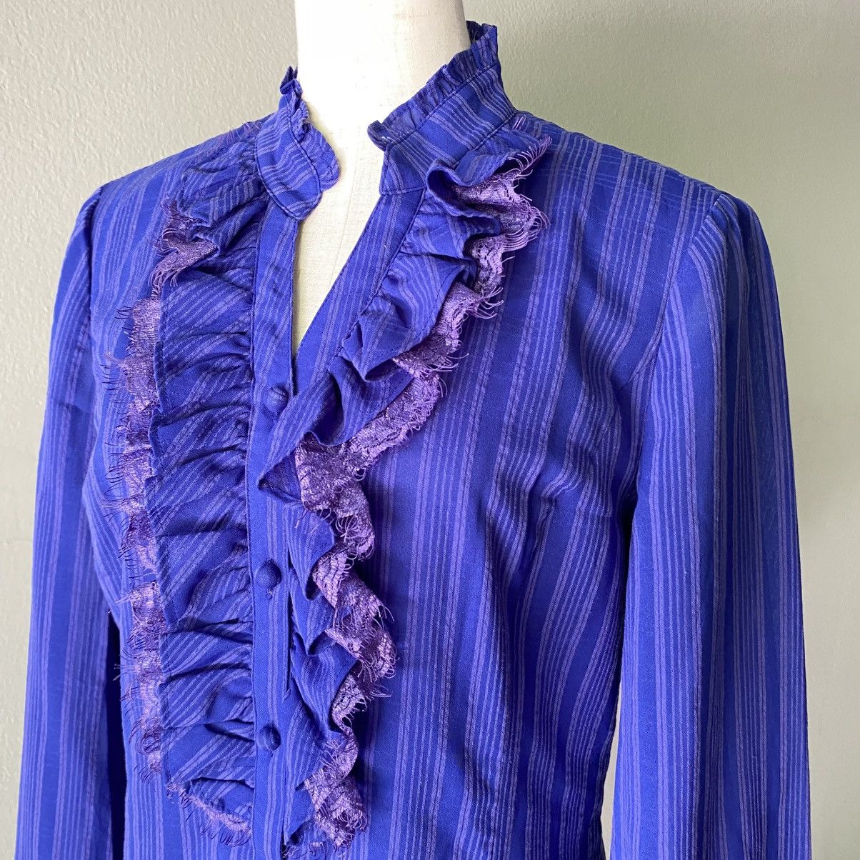 Pierre Cardin Pierre Cardin Purple Sheer Ruffle Blouse Size M / US 6-8 / IT 42-44 - 17 Thumbnail
