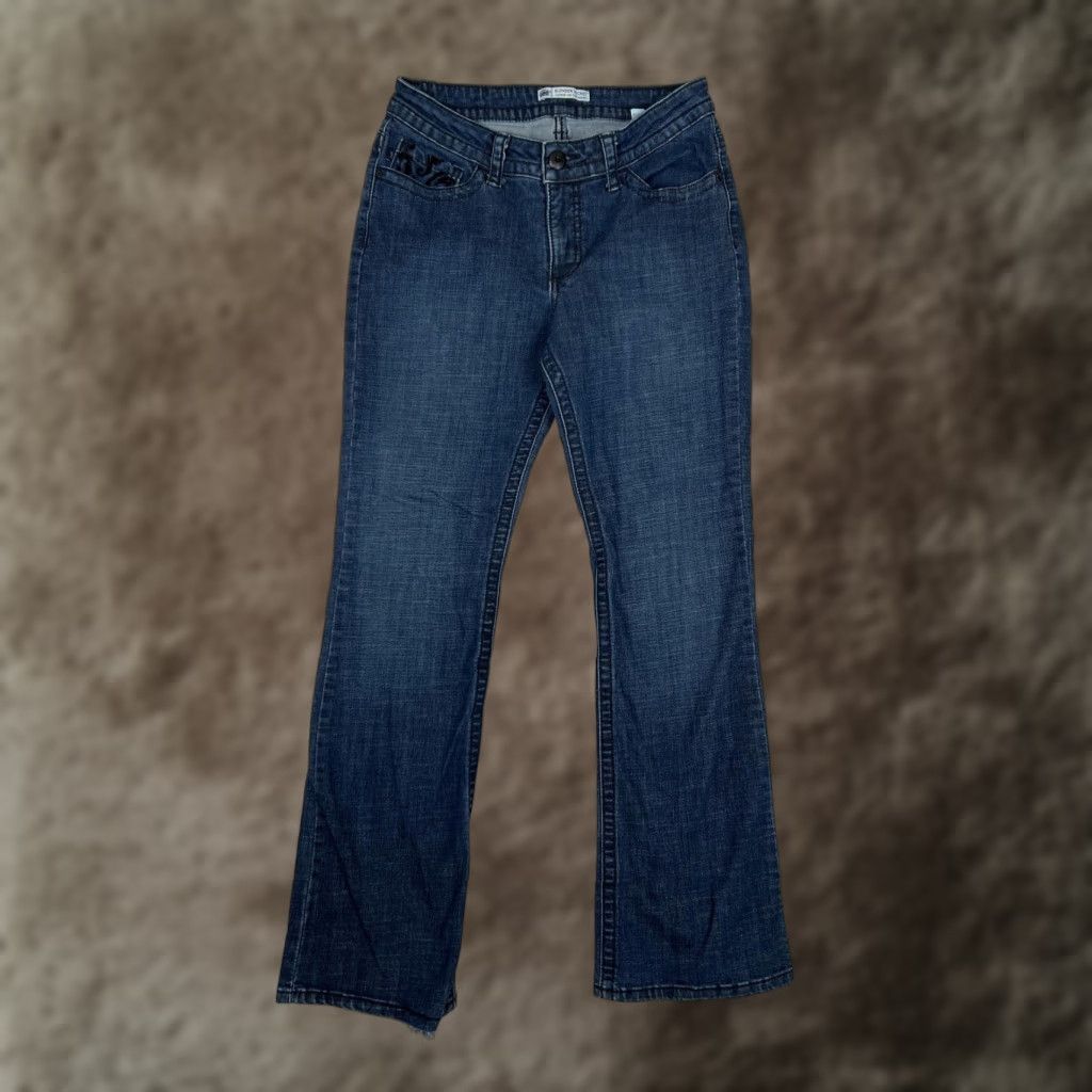 Lee Lee Jeans Womens 10 Blue Dark Wash Low Rise Bootcut Stretch Denim Slender Secret Secret Jeans Size 32" / US 10 / IT 46 - 1 Thumbnail