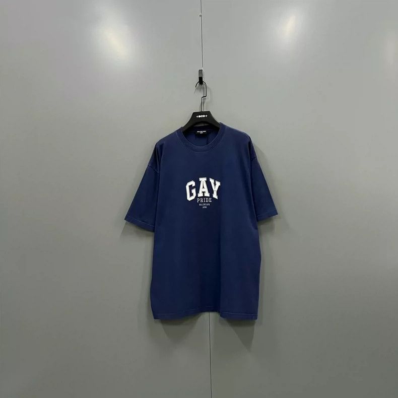 Balenciaga Balenciaga Dark Blue Letter Print Short Sleeve Size US M / EU 48-50 / 2 - 1 Thumbnail