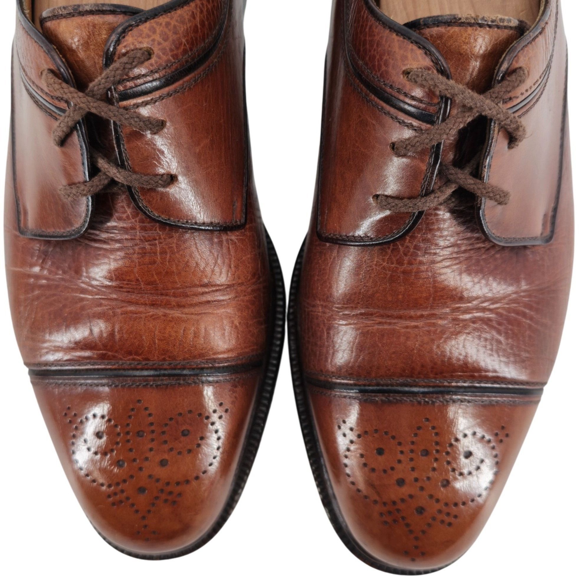 Testoni A. Testoni Italian Cognac Brown Leather Dress Shoes Cap-toe Size US 8 / EU 41 - 11 Thumbnail