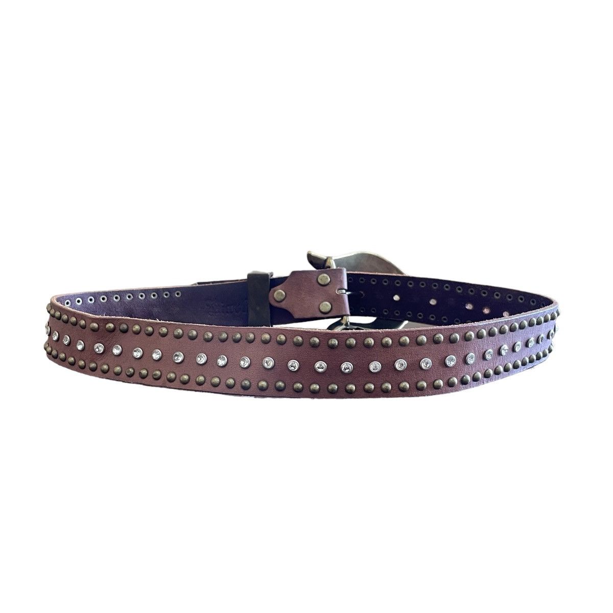 Affliction × If Six Was Nine × Le Grande Bleu (L.G.B.) Vintage Bianro Dagger Rhinestones Studded Brass Leather Belt Size ONE SIZE - 9 Thumbnail
