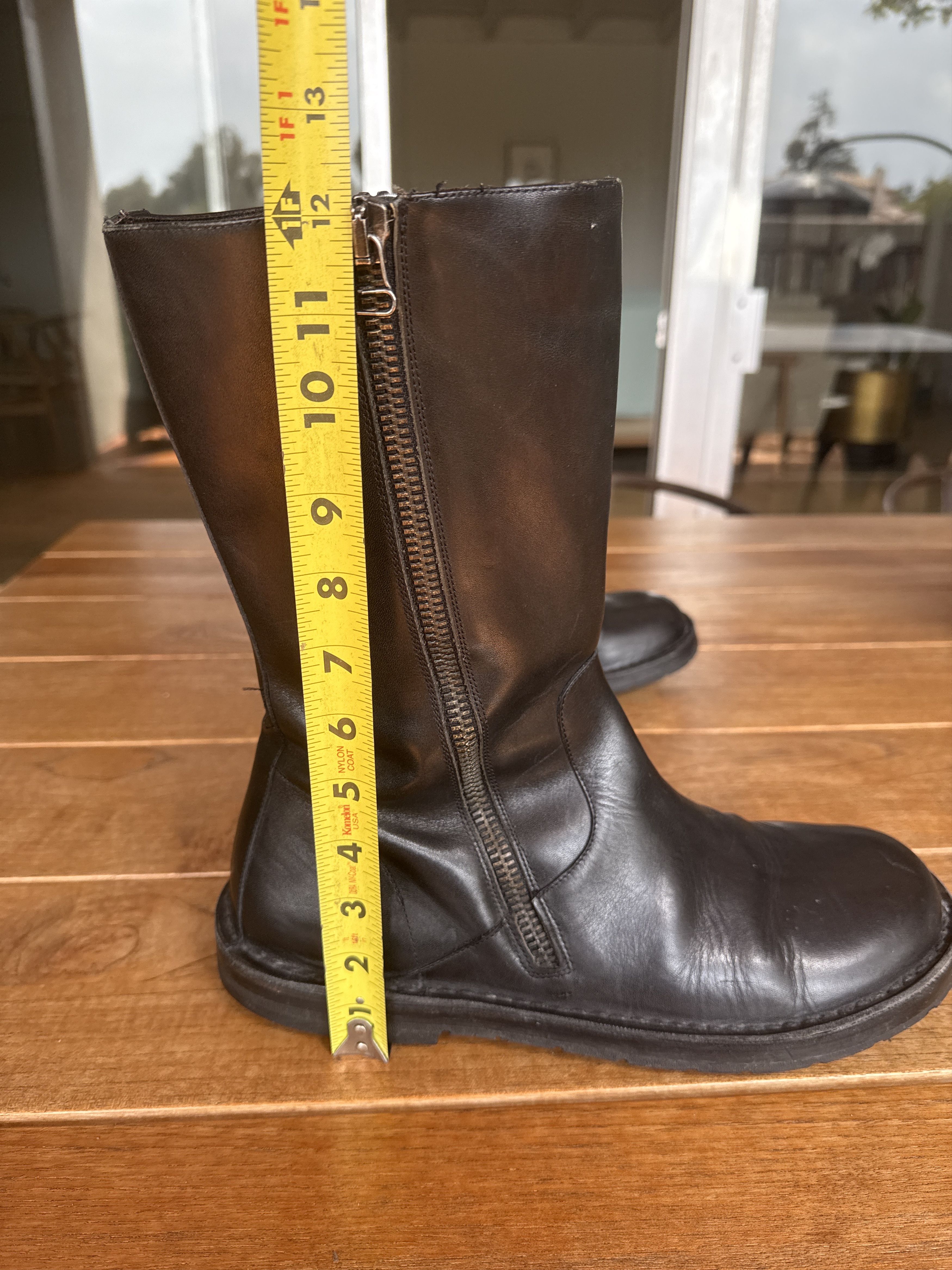Yohji Yamamoto Black Yohji Yamamoto Pour Homme side zip leather moto boots Size US 12 / EU 45 - 8 Thumbnail