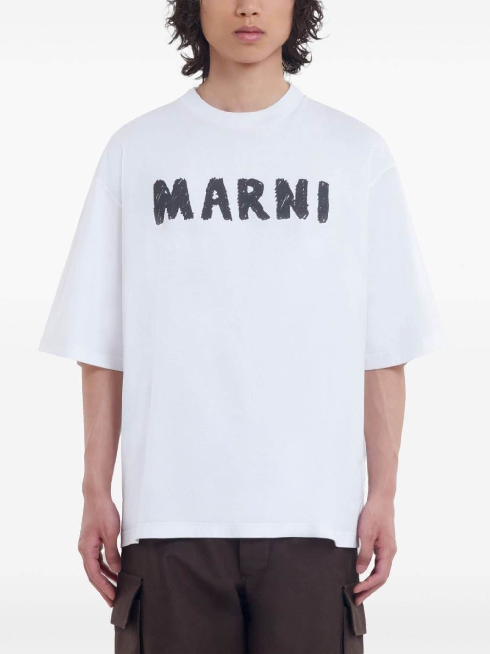 Marni o1f1d3z1125 Marni Logo T-Shirt in White Size US L / EU 52-54 / 3 - 3 Thumbnail