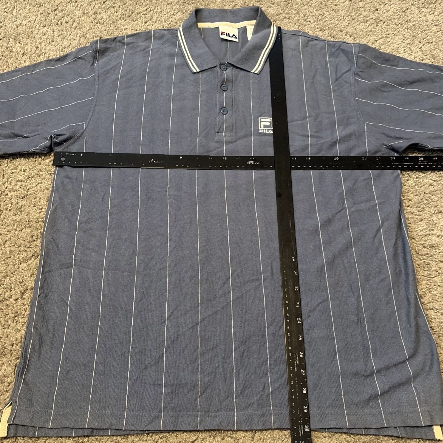 Fila VINTAGE FILA Polo Shirt Striped Golf Collared Large White Blue Mens L Size US L / EU 52-54 / 3 - 5 Thumbnail