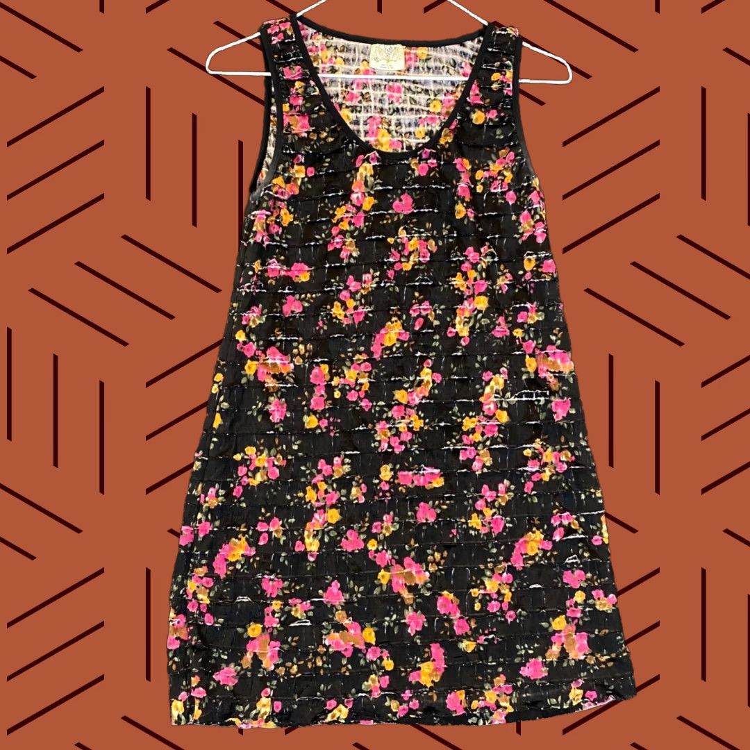 Free People Free People Free Dress Womens Small 30" Black Floral Ruffled Sleeveless Micro Size S / US 4 / IT 40 - 1 Thumbnail