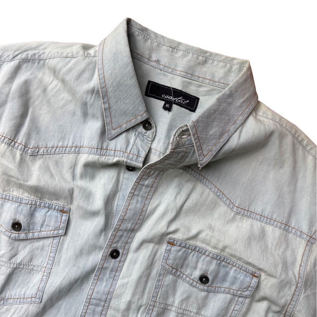 Other New Coastal Light Wash Button-Up Shirt with Chest Pockets Size US XL / EU 56 / 4 - 2 Thumbnail