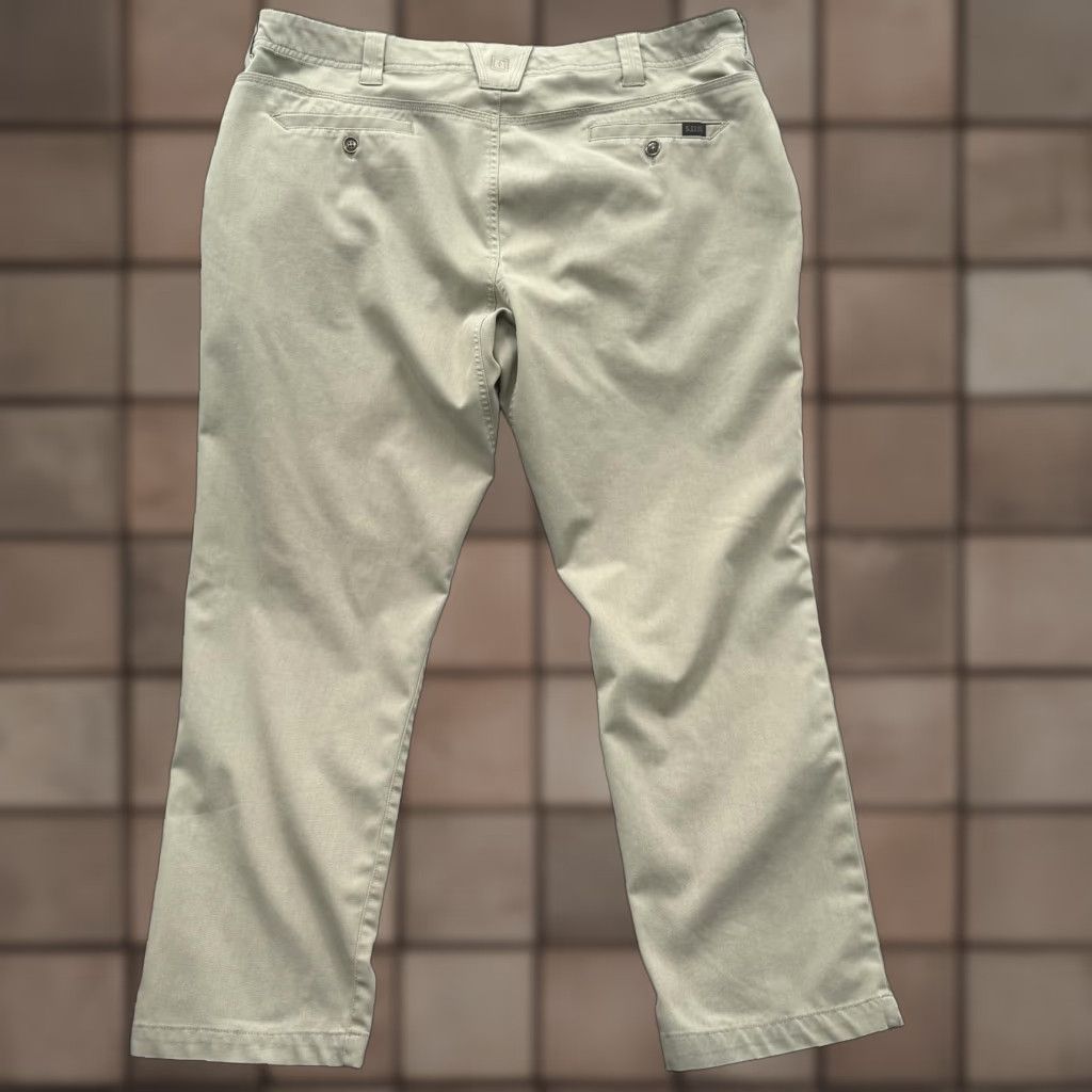 Vintage 5.11 Tactical Pants Mens 38x30 Khaki Chino Workwear Casual Polyester Cotton Pockets Flat Front Zip Fly Mens Size US 38 / EU 54 - 1 Thumbnail
