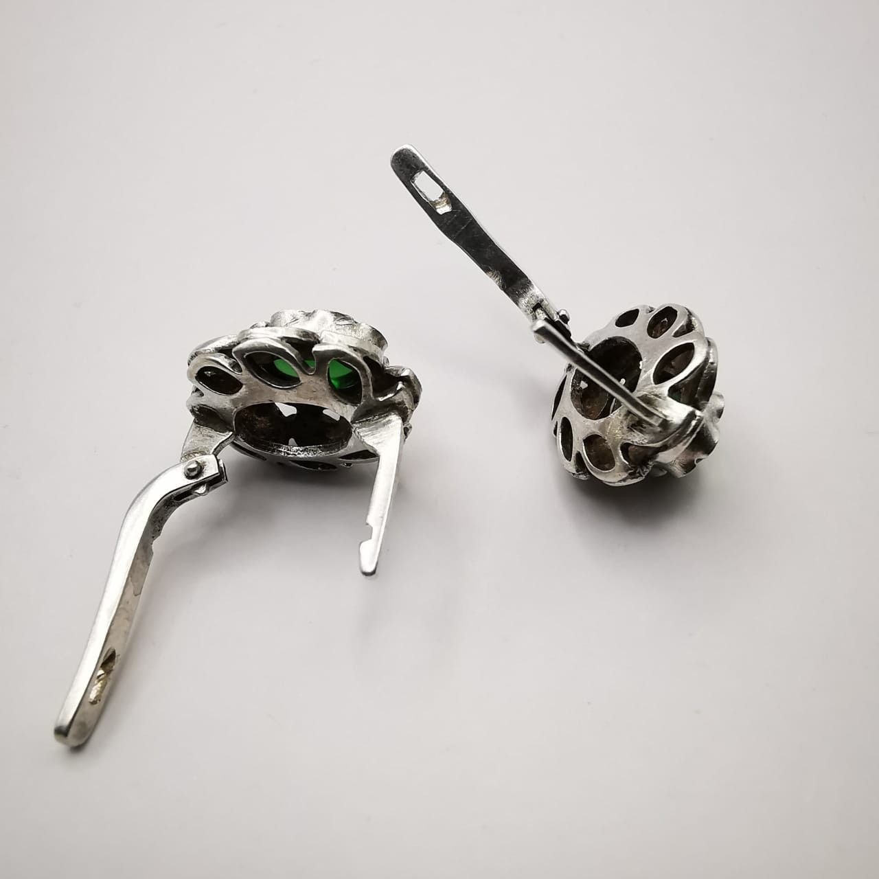 Sterling Silver × Vintage Vintage 925 Sterling Silver Earrings for Women,Green Quartz Size ONE SIZE - 2 Thumbnail