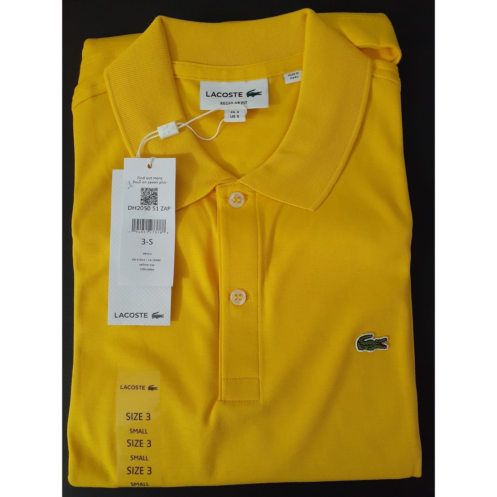 Lacoste Lacoste Mens Pima Jersey Interlock Regular Fit Polo Yellow S Size US S / EU 44-46 / 1 - 2 Thumbnail