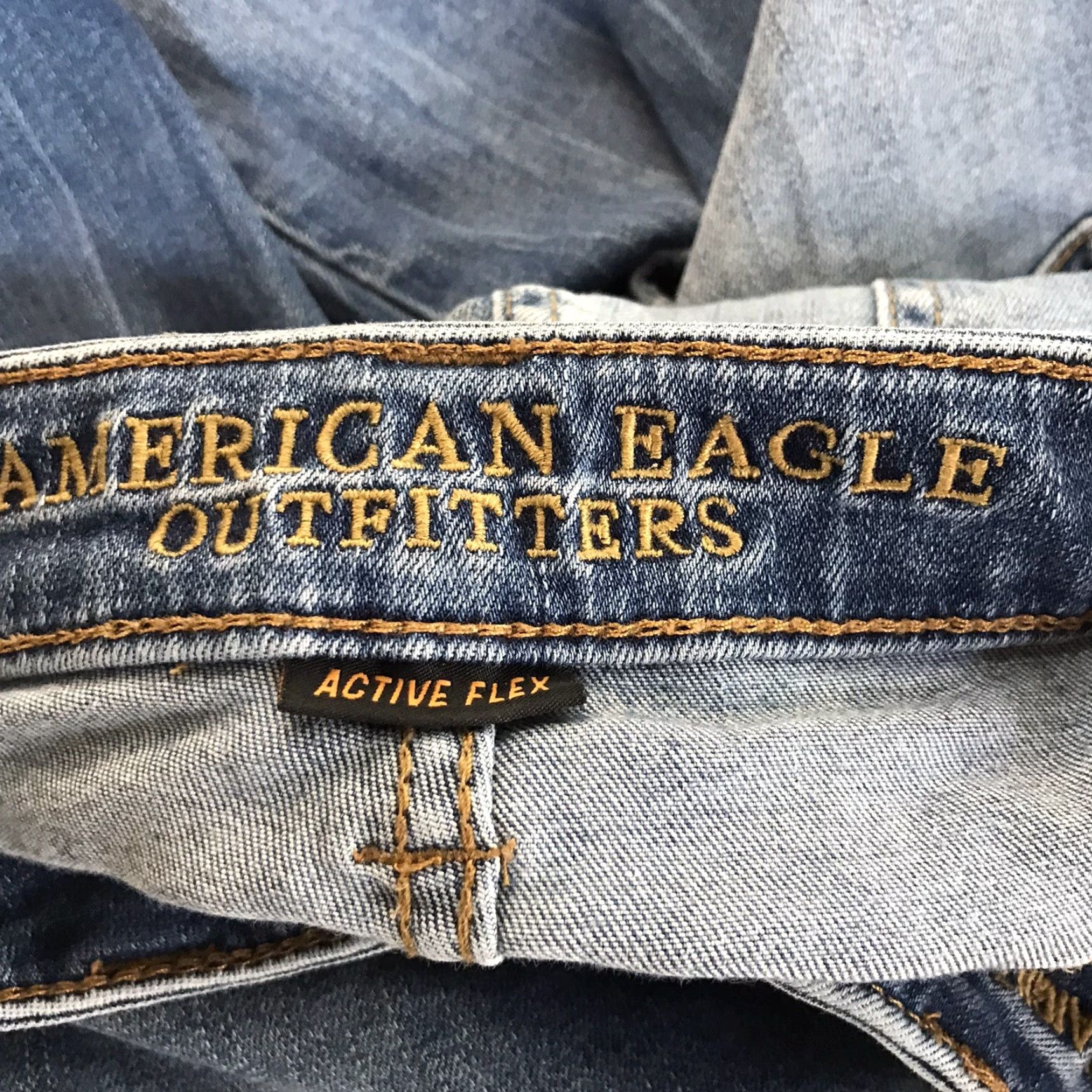 American Eagle Outfitters VINTAGE American Eagle Active Flex Men's Jeans Straight Fit 32X34 Cotton Elastane Blue Light Wash Size US 32 / EU 48 - 3 Thumbnail