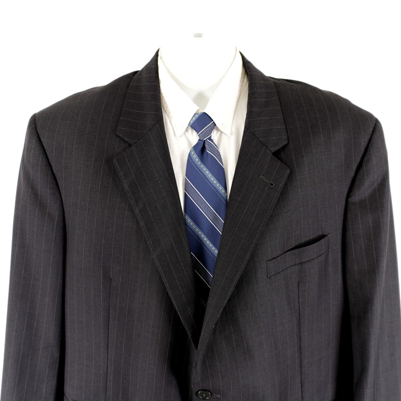 Jos. A. Bank Jos A Bank Signature Gold Gray Pin Striped Wool 2 Button Sui Size 46R - 1 Thumbnail