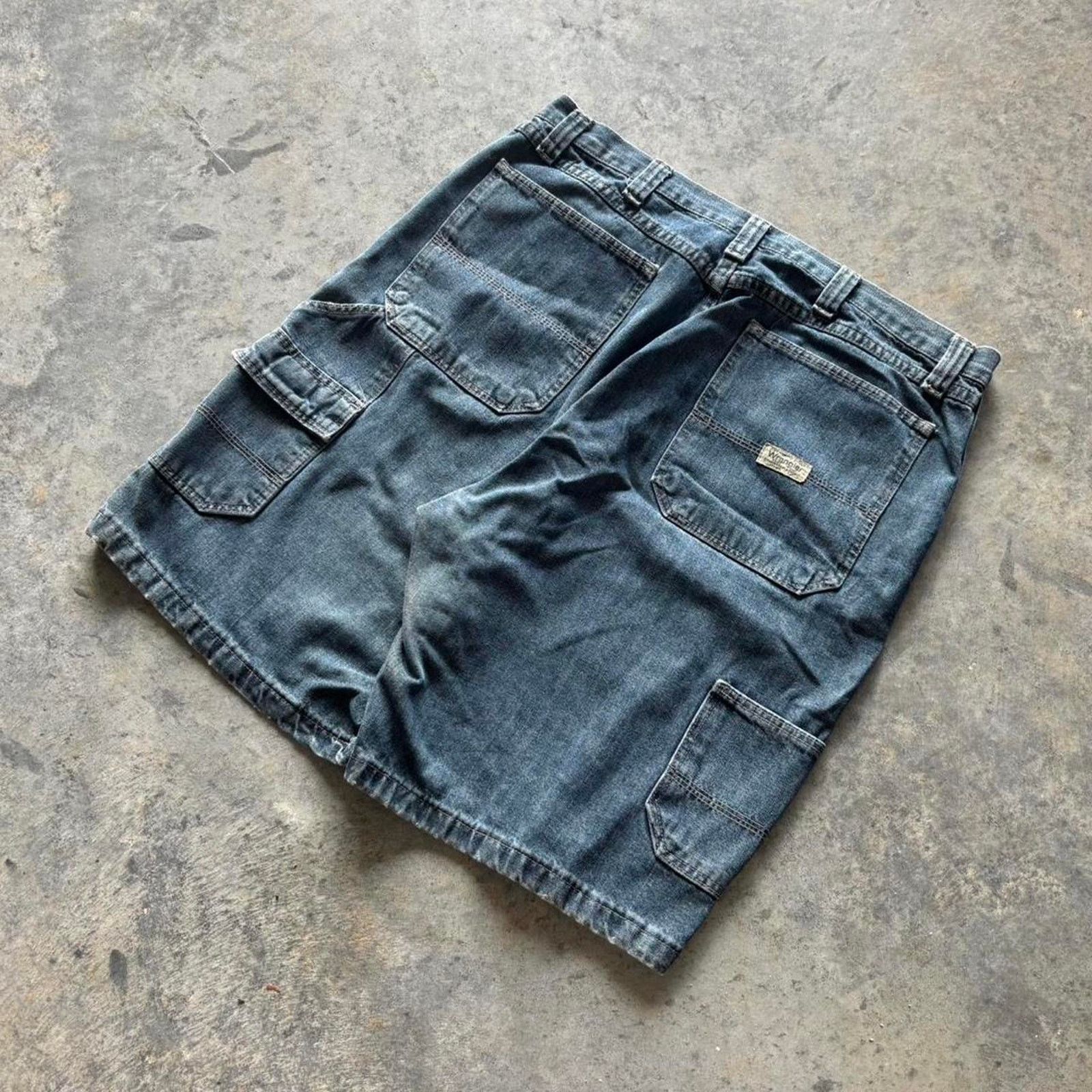 JNCO × Vintage × Wrangler Y2K Baggy Cargo Jean Shorts Size US 36 / EU 52 - 1 Thumbnail