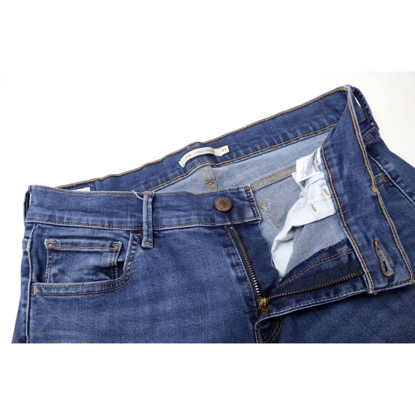 Levi's LEVI'S 710 Super Skinny Jeans Women's W31/L32 Blue Zip Fly Logo Fade Effect Size 24" / US 00 / IT 34 - 4 Thumbnail