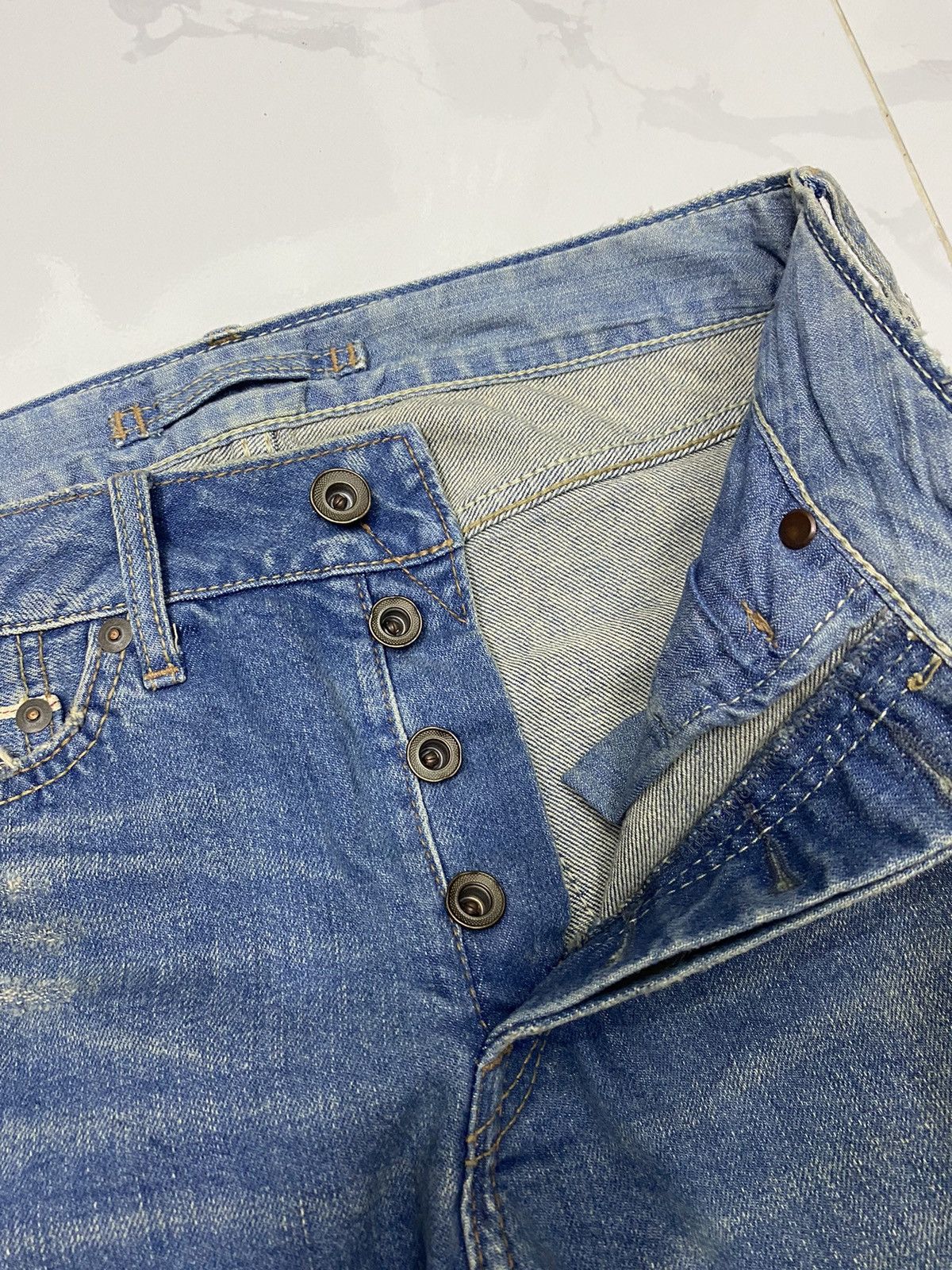 If Six Was Nine × Japanese Brand × Le Grande Bleu (L.G.B.) 🔥GOA NIMES SELVEDGE DISTRESS CUT LEG DENIM JEANS Size 26" / US 2 / IT 38 - 9 Thumbnail