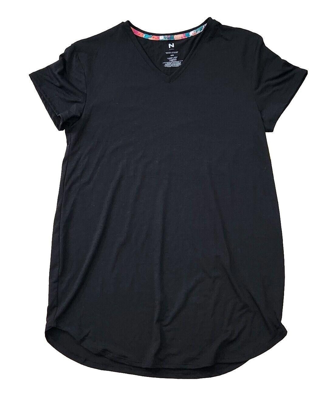 Rap Tees Natori Sleep Shirt Medium Black NWT short Sleeve V Neck Size ONE SIZE - 1 Thumbnail