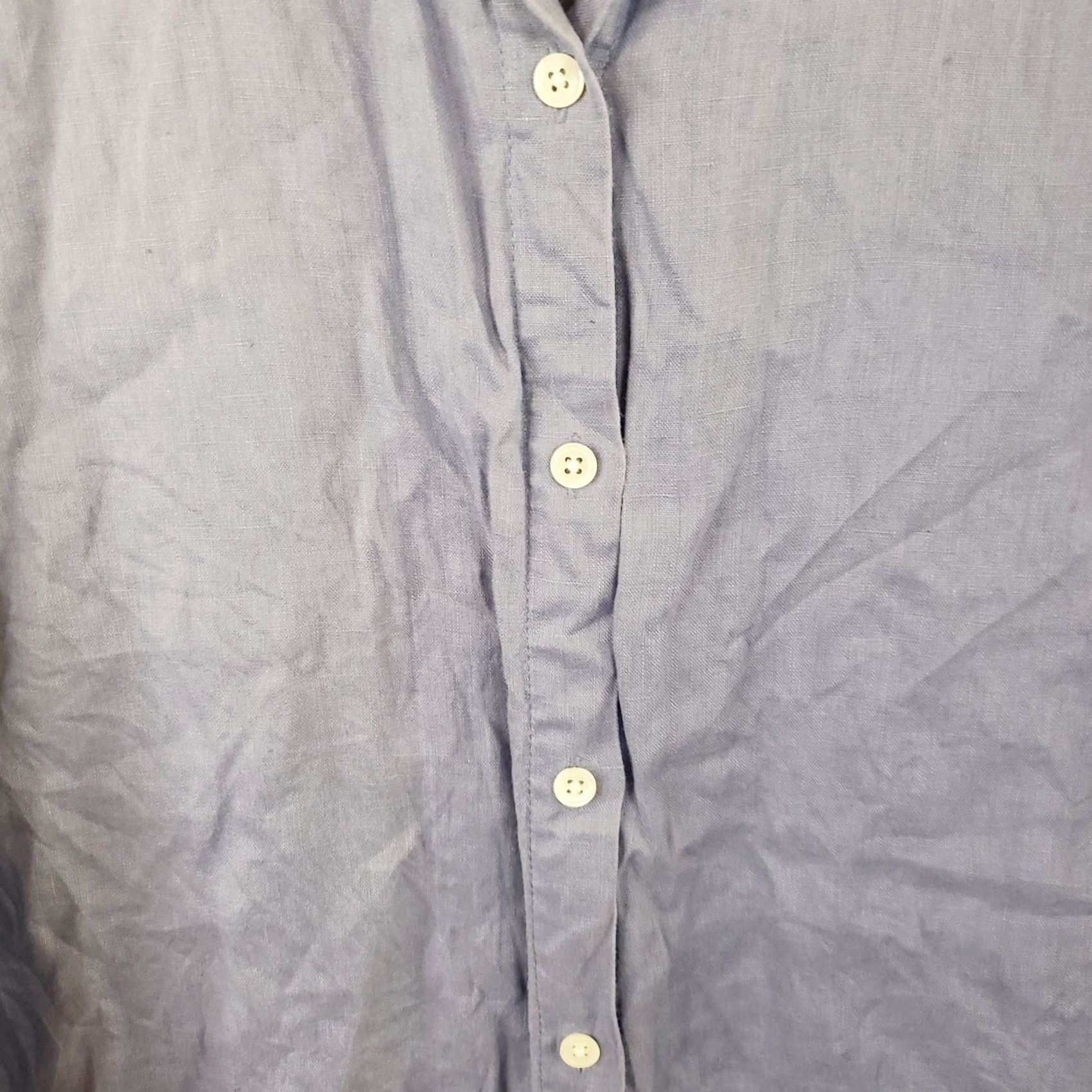 J. Jill J. Jill Linen Love Missy Button Up Collared Long Sleeve 100% Linen Shirt M Blue Womens Shirt Size M / US 6-8 / IT 42-44 - 5 Thumbnail