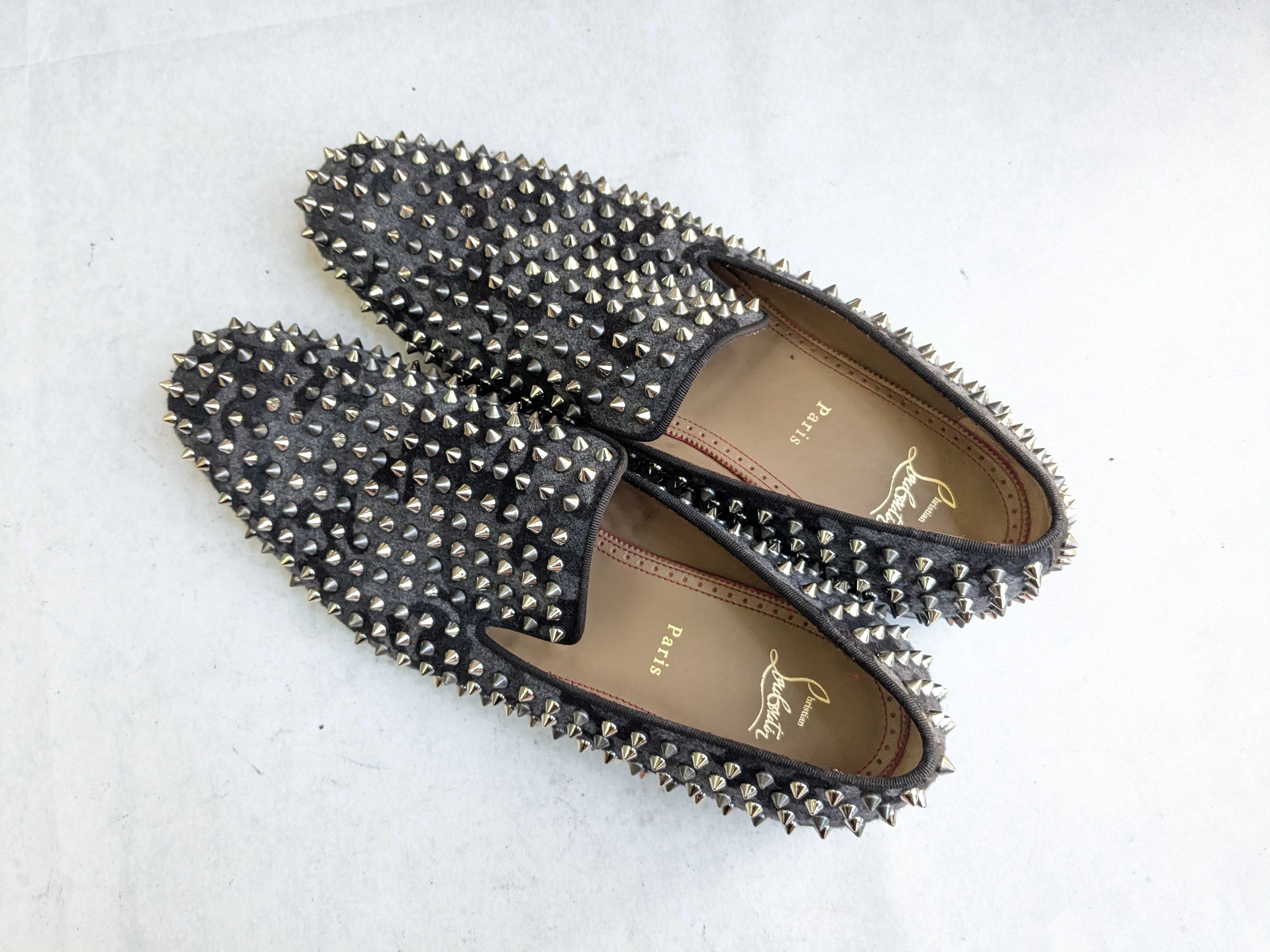 Christian Louboutin Christian Louboutin Spike Loafers Black Gray 13 46 Wool Size US 13 / EU 46 - 13 Thumbnail