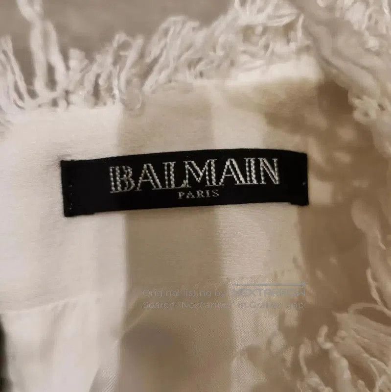 Balmain Balmain A-line Dress in White Cotton Blend . Size S / US 4 / IT 40 - 3 Thumbnail