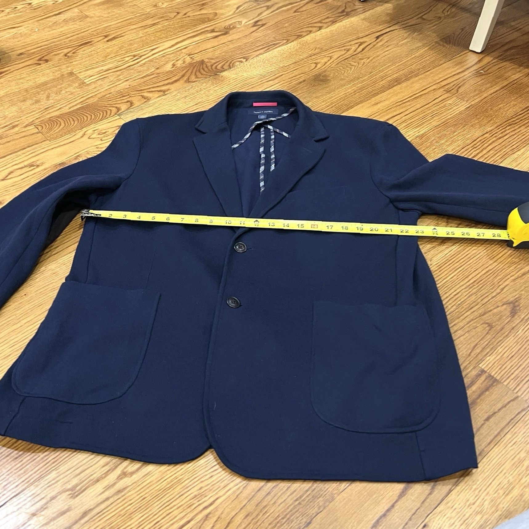 Tommy Hilfiger Tommy Hilfiger Knit Blazer Men’s 2XL Navy Blue Elbow Patch Size 48R - 3 Thumbnail