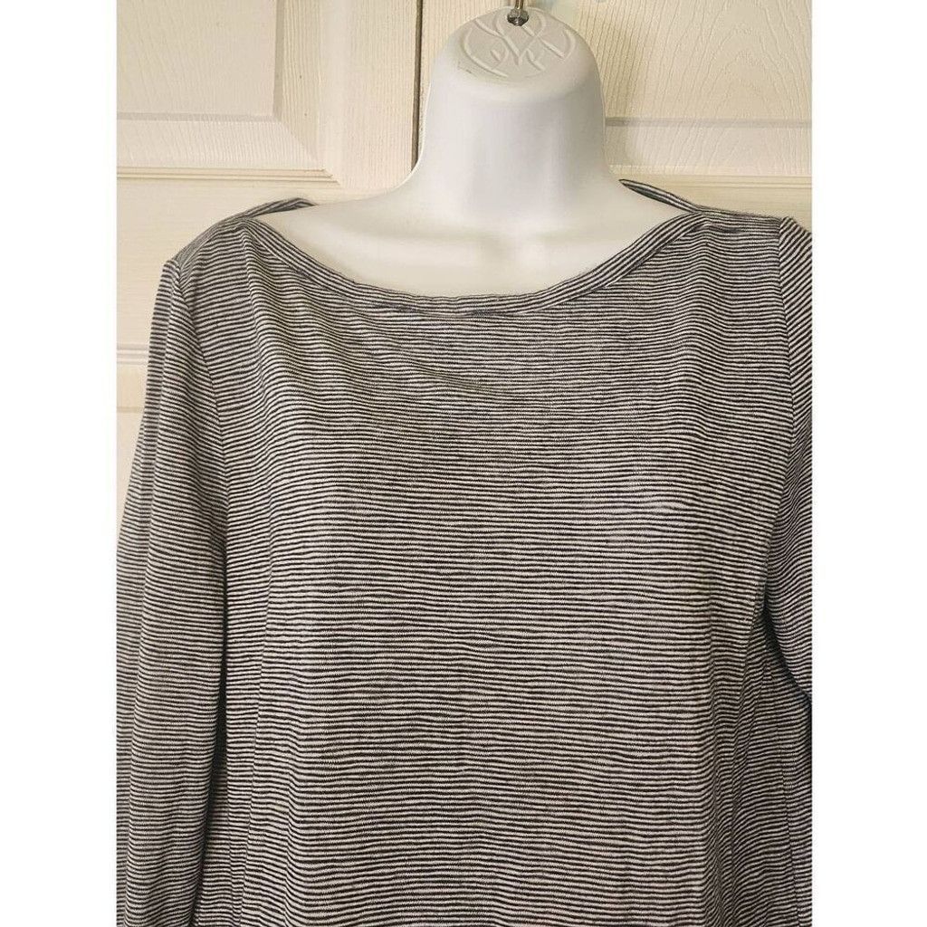 Loft Ann Taylor LOFT Blue and Gray Striped Shirt Size L / US 10 / IT 46 - 3 Thumbnail
