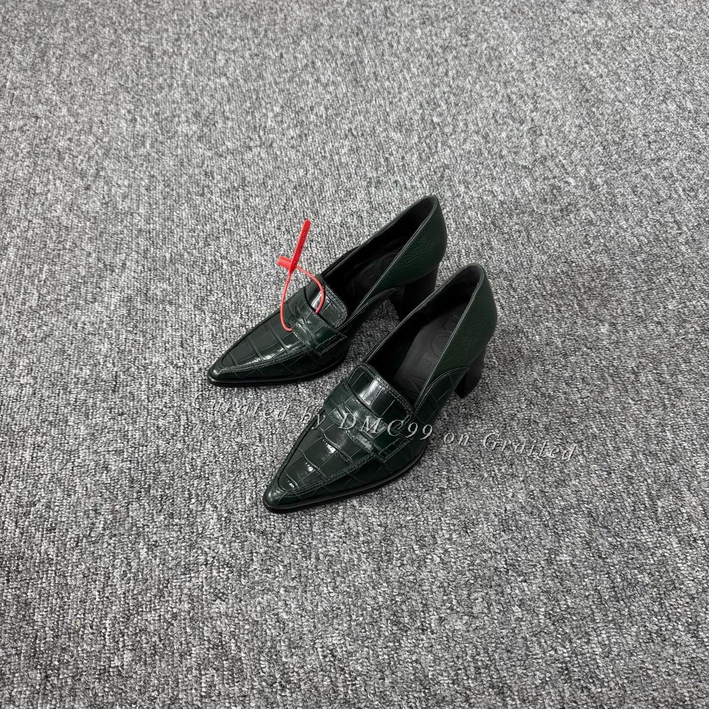 Loewe Loewe Crocodile Embossed Block Heel Pumps Size US 4 / IT 34 - 1 Thumbnail