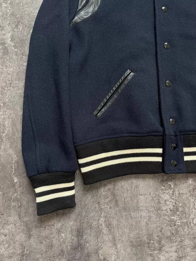 Saint Laurent Paris Saint Laurent Paris Navy Blue Patchwork Wool Baseball Jack Size US M / EU 48-50 / 2 - 3 Thumbnail