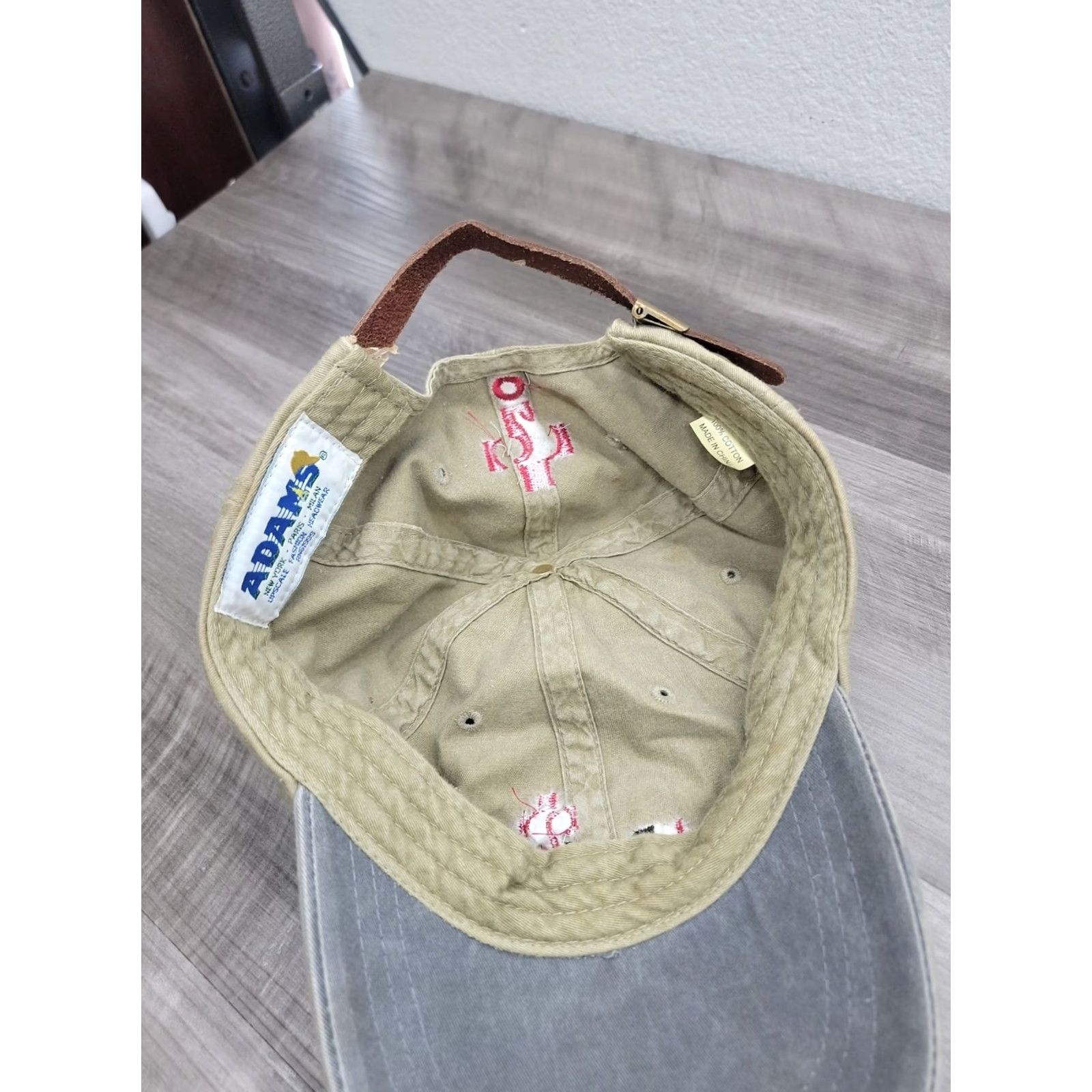 Vintage VINTAGE Adams Buckle Strapback Cap Hat Khaki NWT Leather Strap Men One Size Khaki/Gray Baseball Cap Size ONE SIZE - 6 Thumbnail