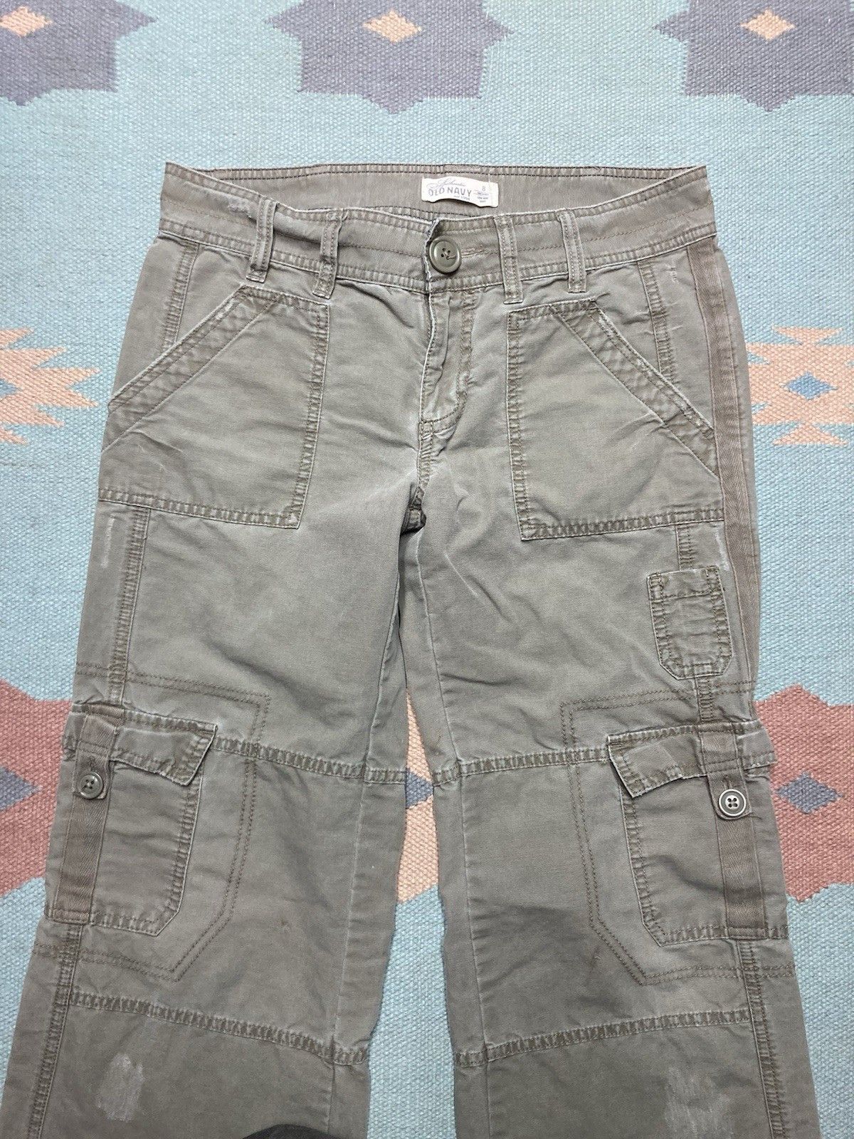 Old Navy × Vintage y2k cargo pants army old navy low rise boot cut womens 8 Size 32" / US 10 / IT 46 - 3 Thumbnail