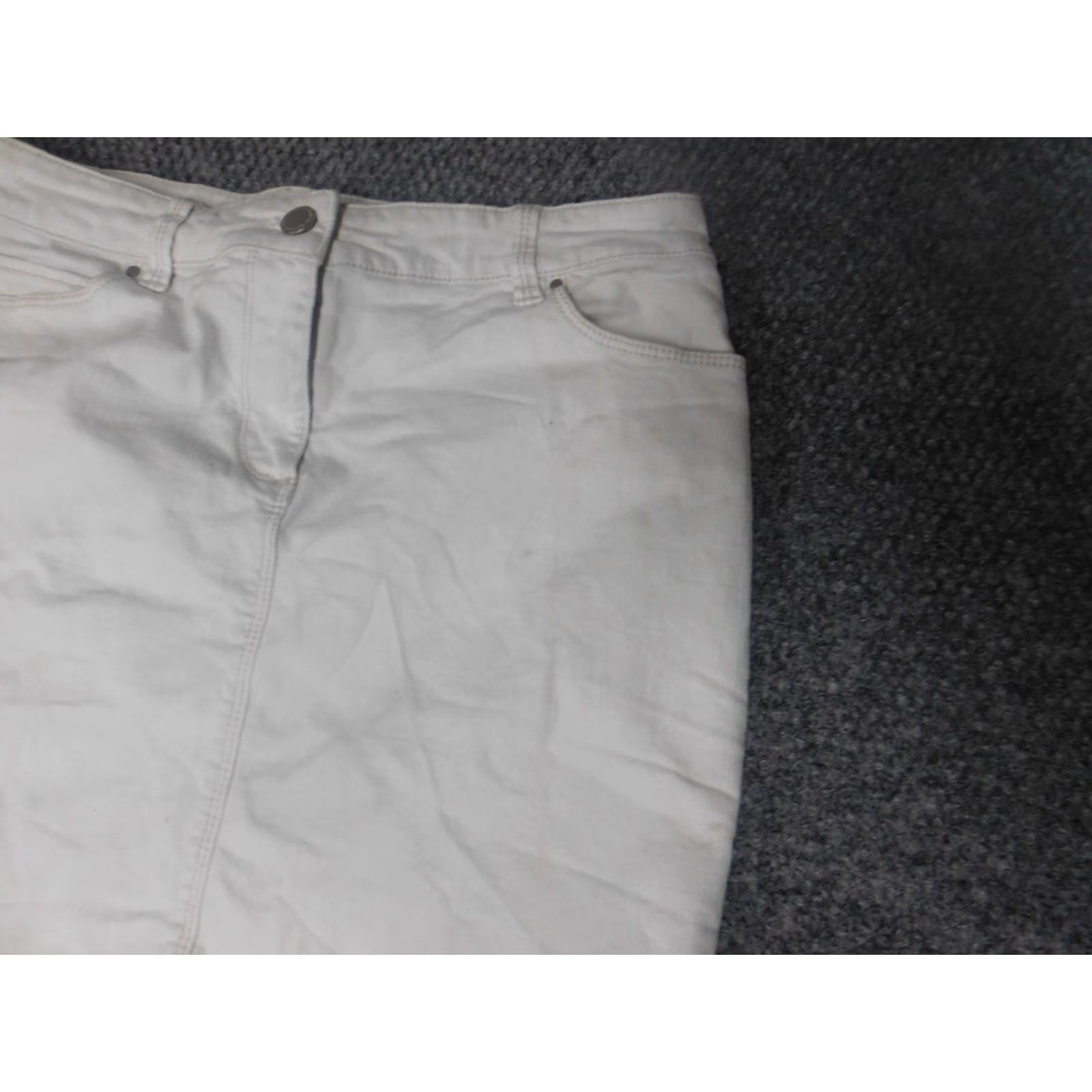 Ann Taylor Ann Taylor Womens Skirt 6 White A-line Knit Zipper Ruffle Knee Length Casual Vintage No Size 28" / US 6 / IT 42 - 5 Thumbnail