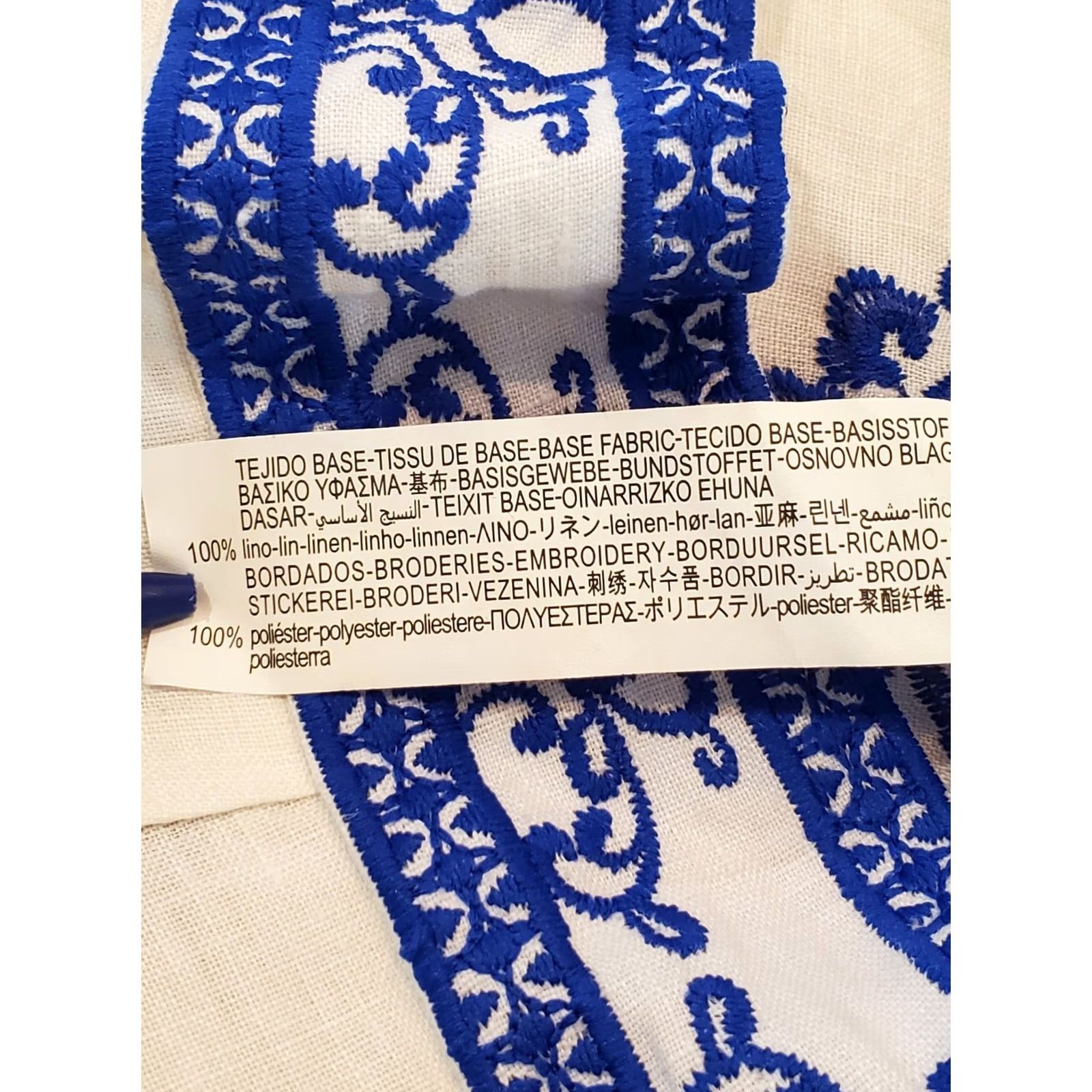 Zara ZARA Embroidered Midi Linen Skirt White/Blue Women's S New With Tags NWT Size 28" / US 6 / IT 42 - 5 Thumbnail