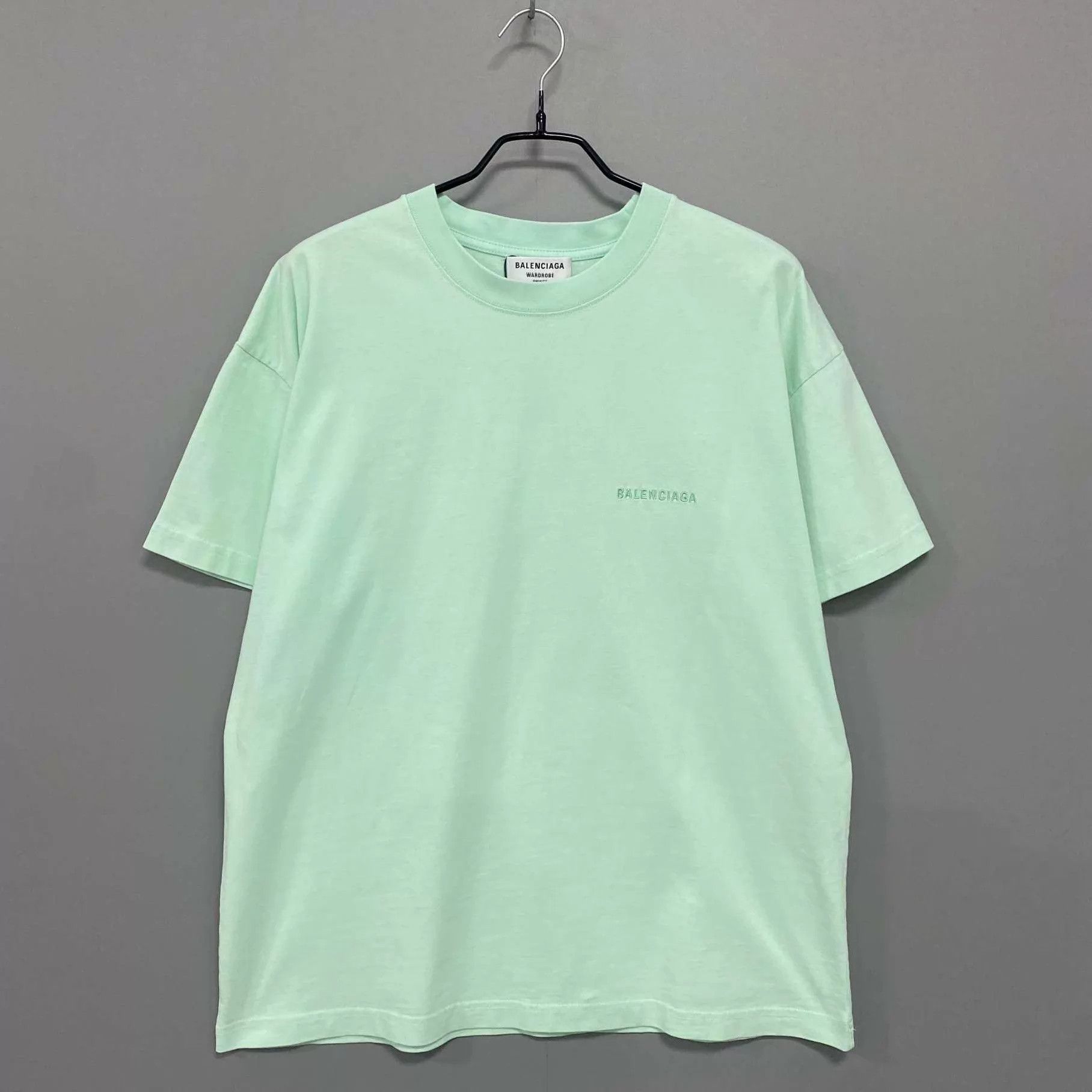 Balenciaga Balenciaga Embroidered Logo Mint Green Short Sleeve L Size US L / EU 52-54 / 3 - 2 Thumbnail