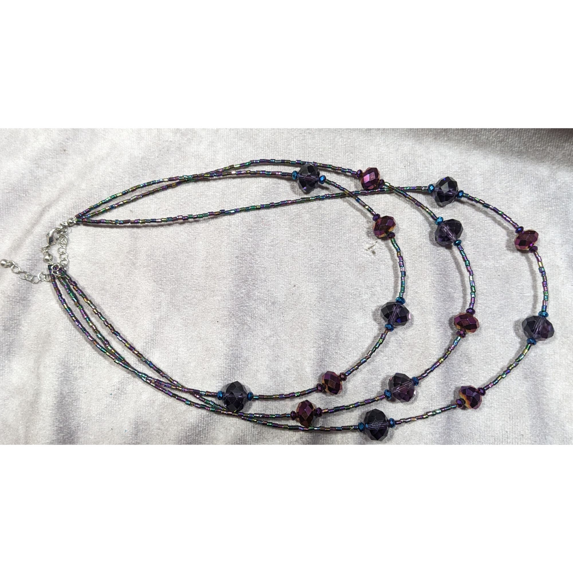 Other Whimsical Oil Slick Blue And Purple Glass Beaded Multilayer Size ONE SIZE - 6 Thumbnail
