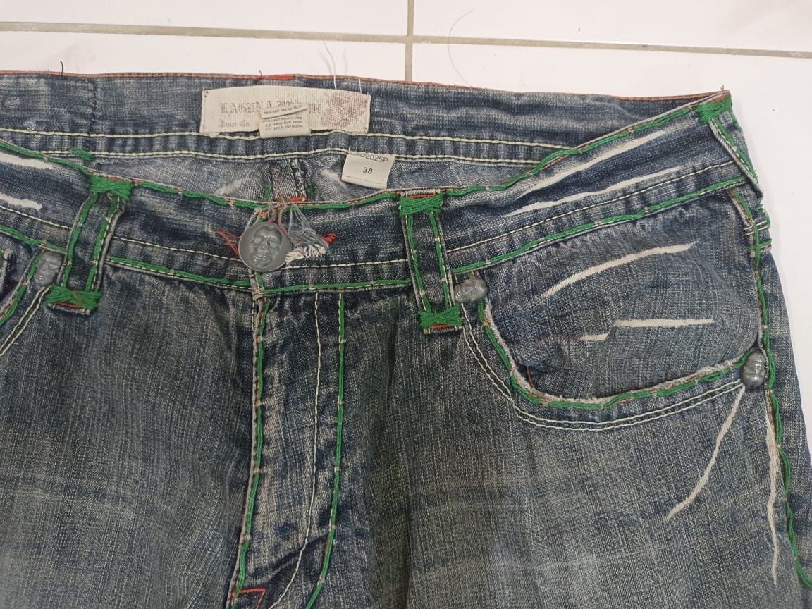 Designer × Vintage Rare Distressed Laguna Beach Skulls Jeans Flare Baggy Size US 30 / EU 46 - 16 Thumbnail