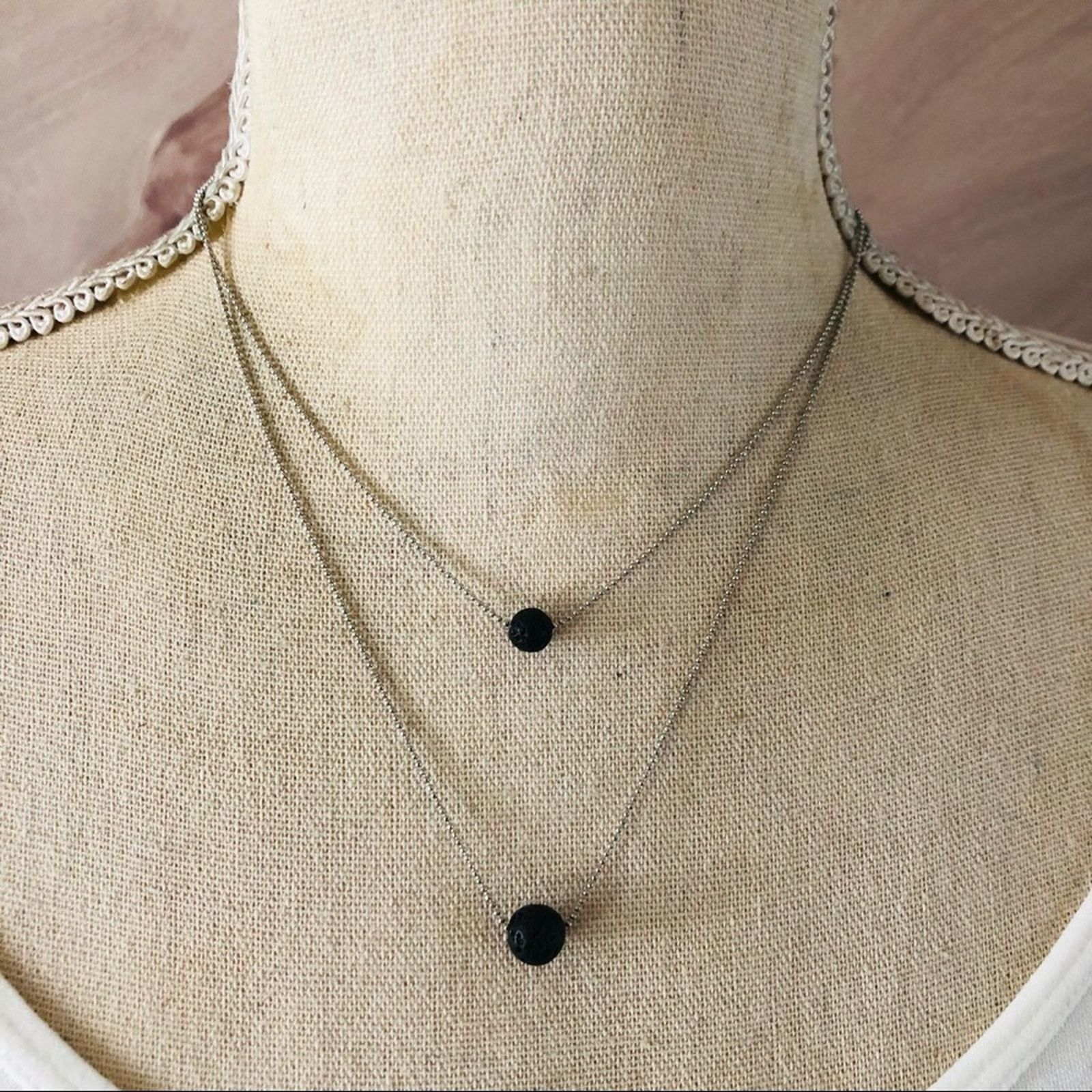 Jewelry Double strand layered black charcoal bead accent necklace Size ONE SIZE - 3 Thumbnail
