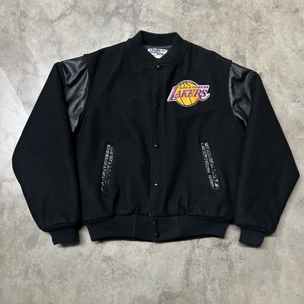 NBA × Vintage Vtg 80’s NBA Los Angeles Lakers 🇺🇸 Chalk Line Varsity Jacket Size US M / EU 48-50 / 2 - 2 Thumbnail