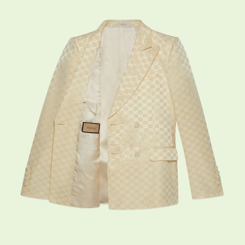 Gucci o1s1wg110426 GG Cotton Viscose Formal Jacket in Off White Size US S / EU 44-46 / 1 - 2 Thumbnail