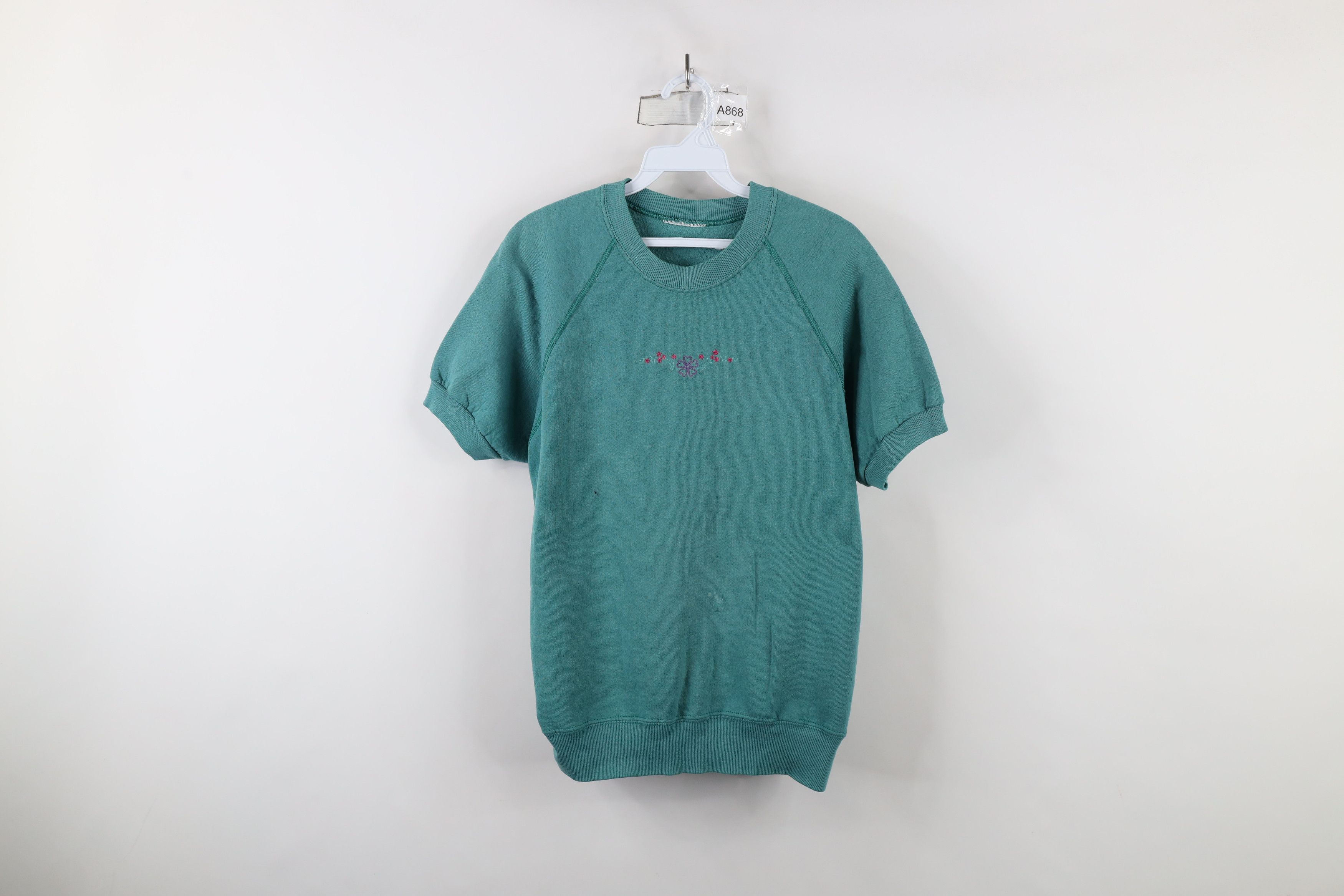 Vintage Vintage 90s Streetwear Flower Short Sleeve Sweatshirt Size L / US 10 / IT 46 - 1 Thumbnail