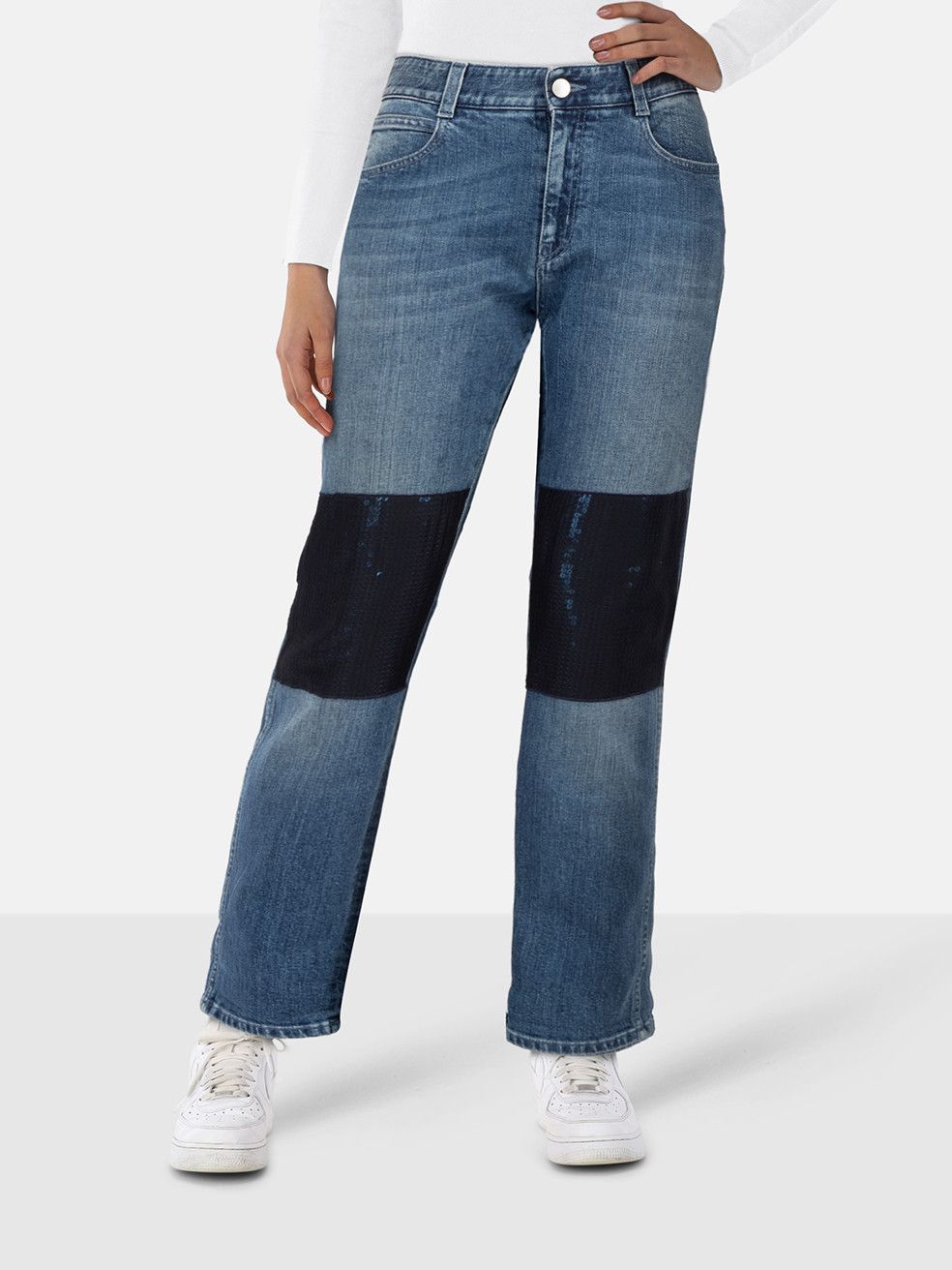 Stella McCartney Blue Sequin Patch Detail Jeans Size 30" / US 8 / IT 44 - 1 Thumbnail