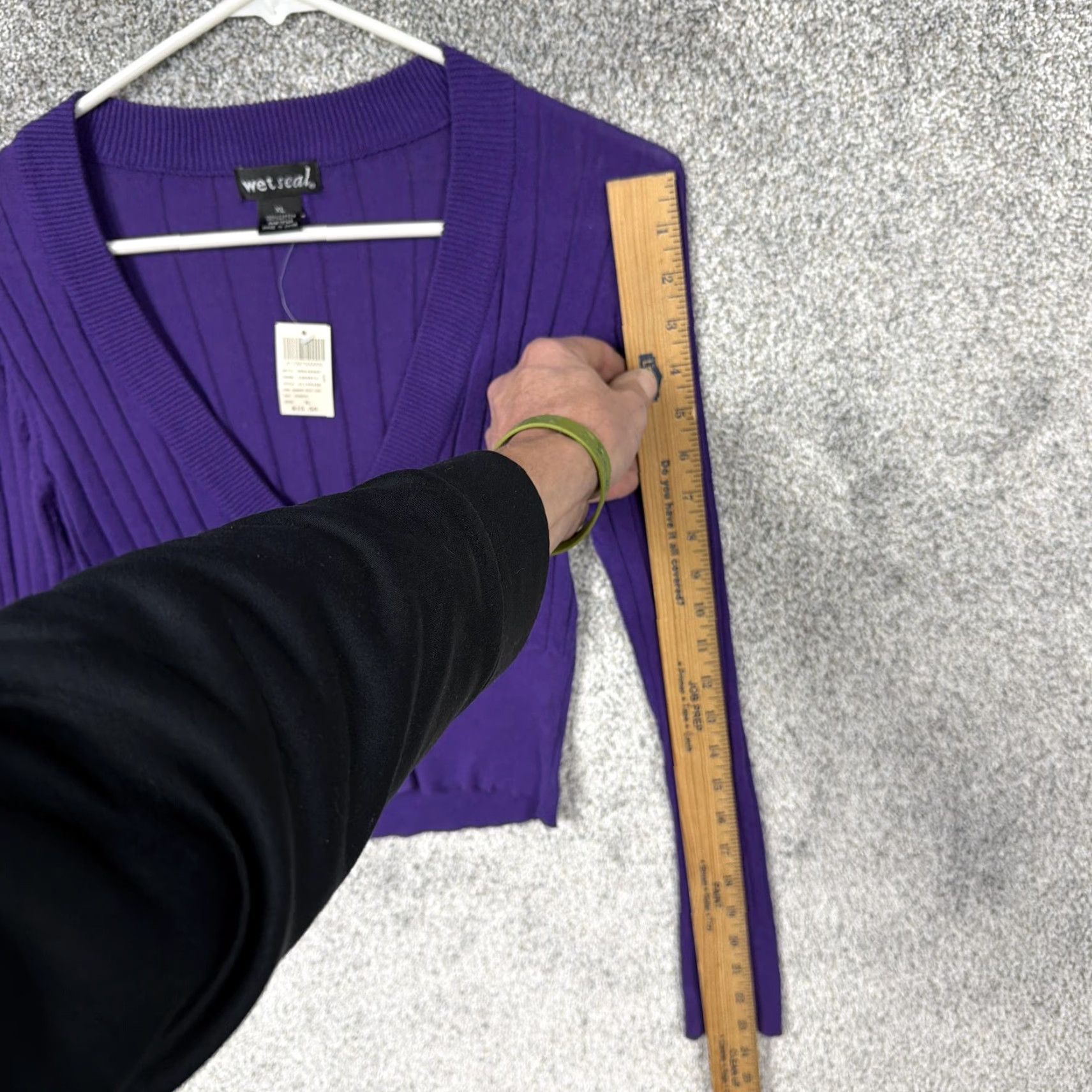 Vintage VINTAGE Wet Seal Cardigan XL Cropped 100% Cotton V-Neck Long Sleeve Purple Teens Junior Slim Knit Buttoned All Seasons Sweater Size XL / US 12-14 / IT 48-50 - 3 Thumbnail