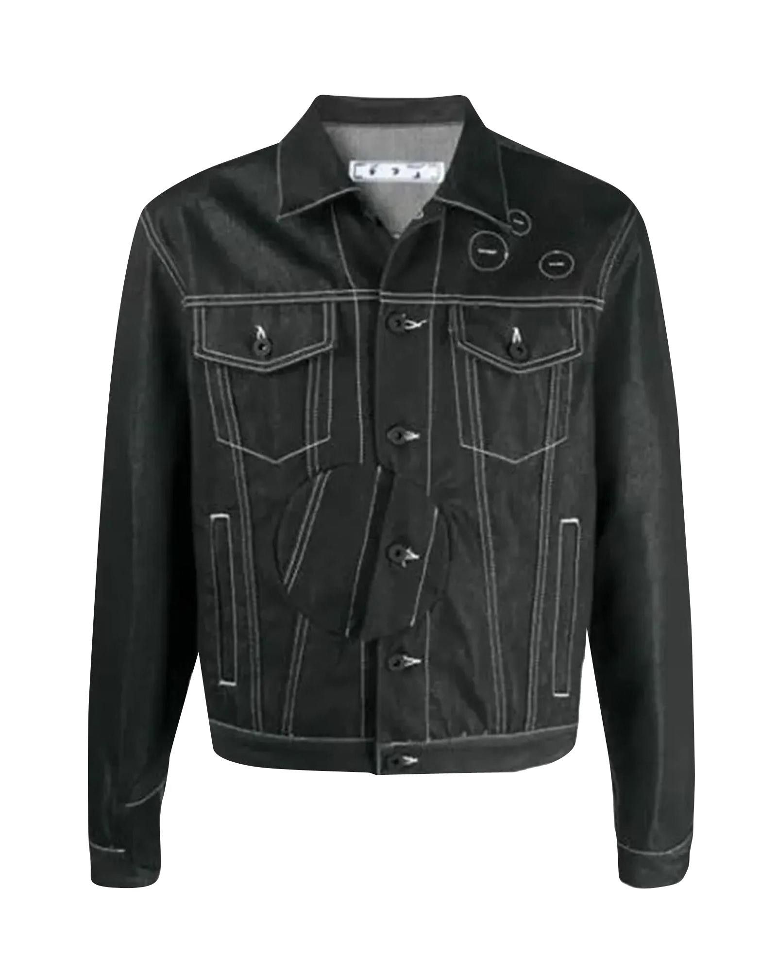 image of Off White Arrow Print Denim Jacket, Men's (Size Medium)