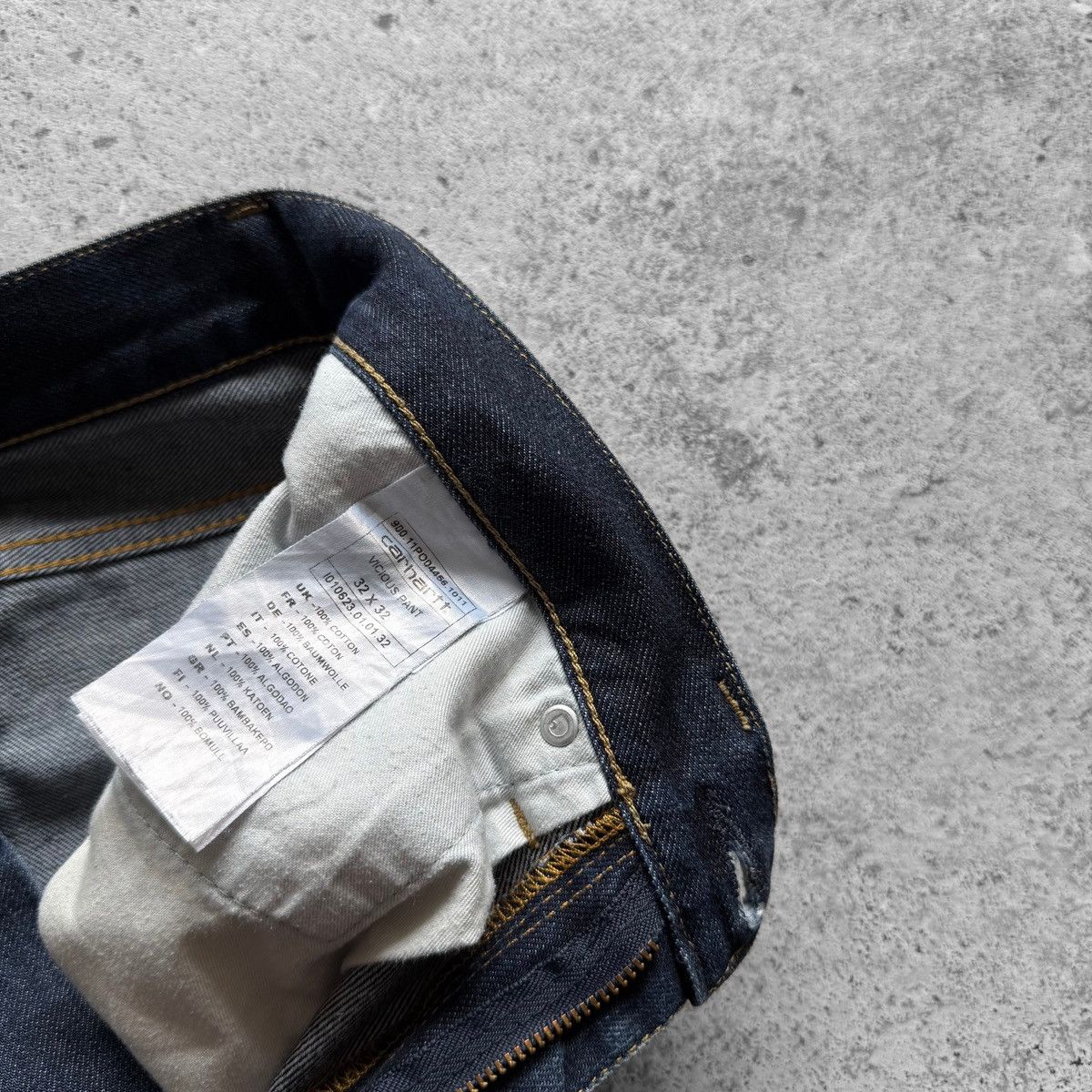 Carhartt Carhartt WIP Mens Vice Dark Blue Raw Denim Jeans Size US 32 / EU 48 - 5 Thumbnail