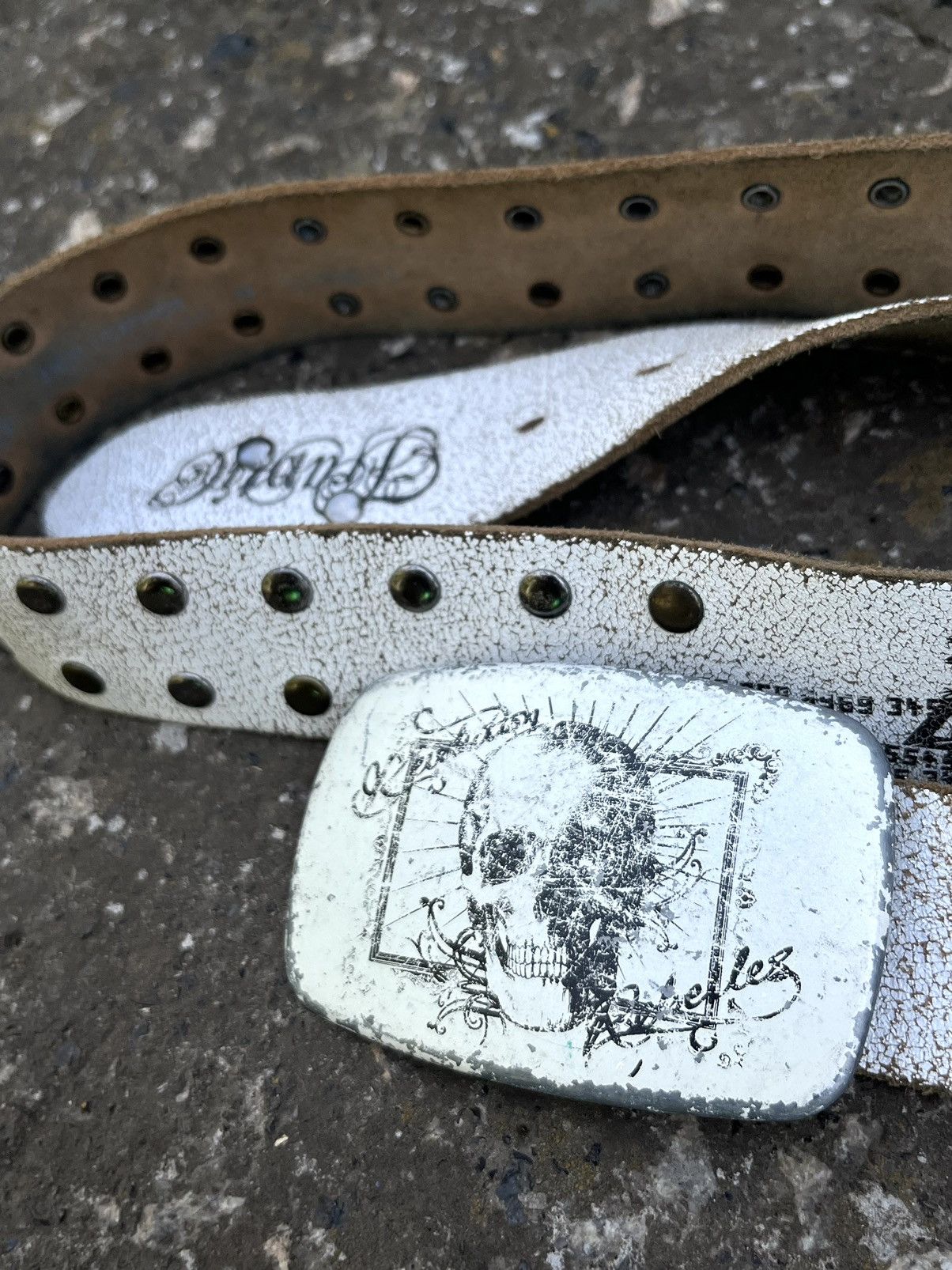 Other Vintage y2k Skull Belt Leather Metal Size ONE SIZE - 2 Thumbnail