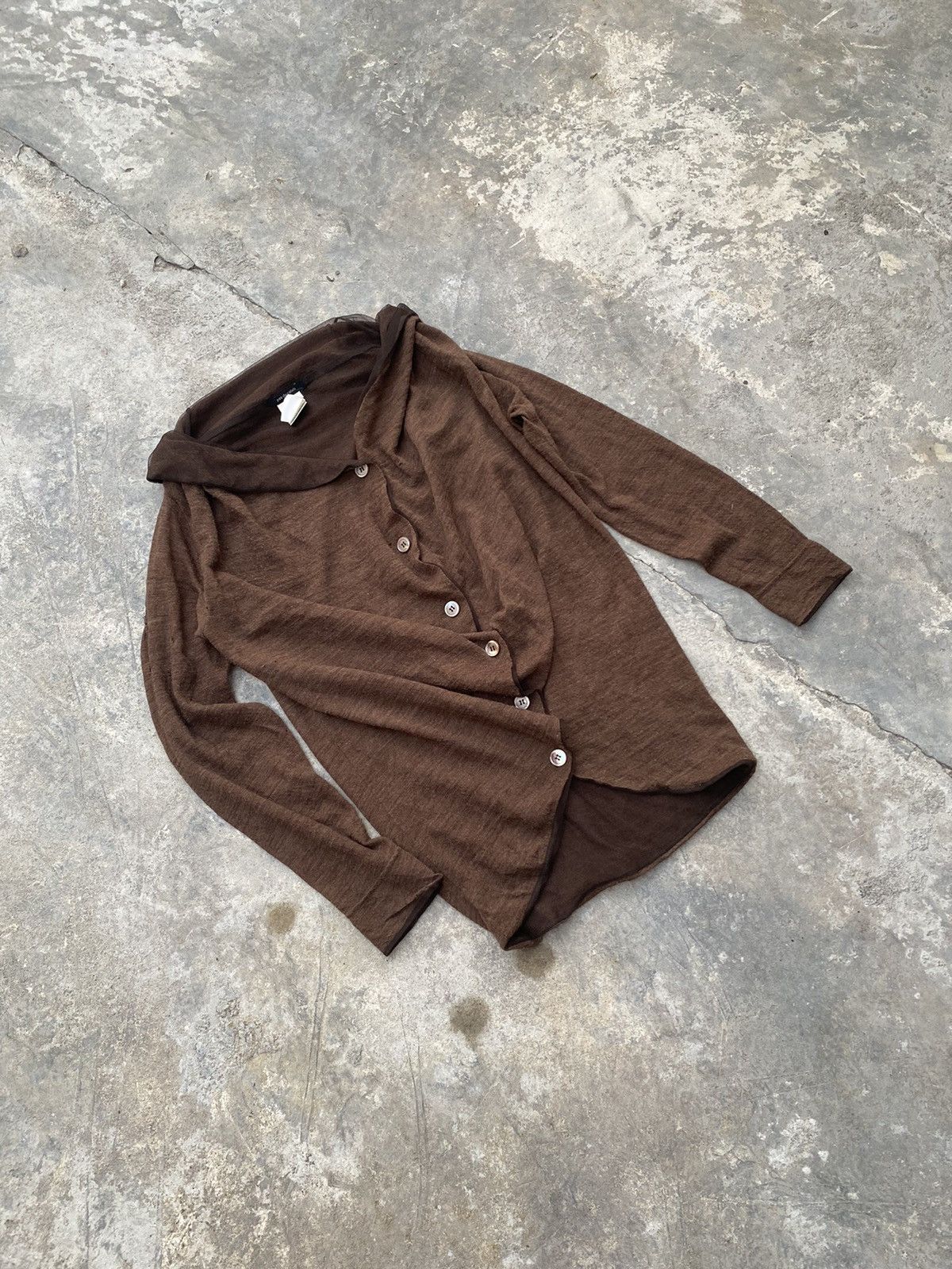 Pas de Calais Distressed Wool Double Layer Cardigan Size S / US 4 / IT 40 - 2 Thumbnail