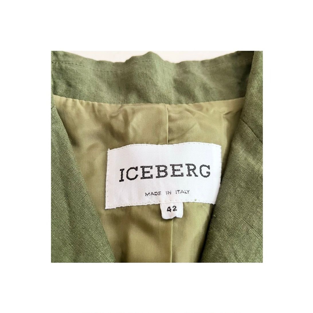 Iceberg Iceberg Army Green 100% Linen Utilitarian Blazer Jacket Size M / US 6-8 / IT 42-44 - 6 Thumbnail