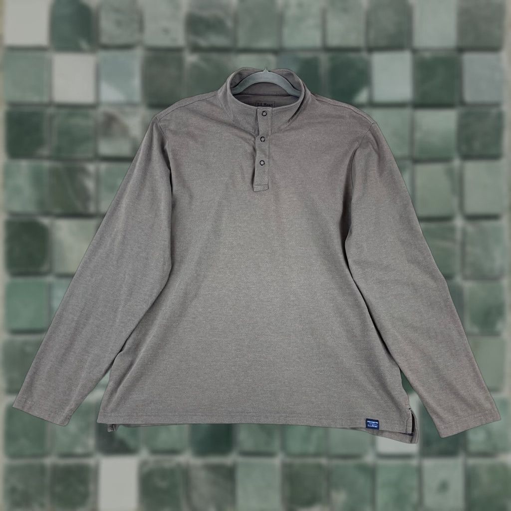 Vintage L.L. Bean Shirt Mens XL Gray Slightly Fitted 1/4 Snap Button Long Sleeve Shirt Size US XL / EU 56 / 4 - 1 Thumbnail