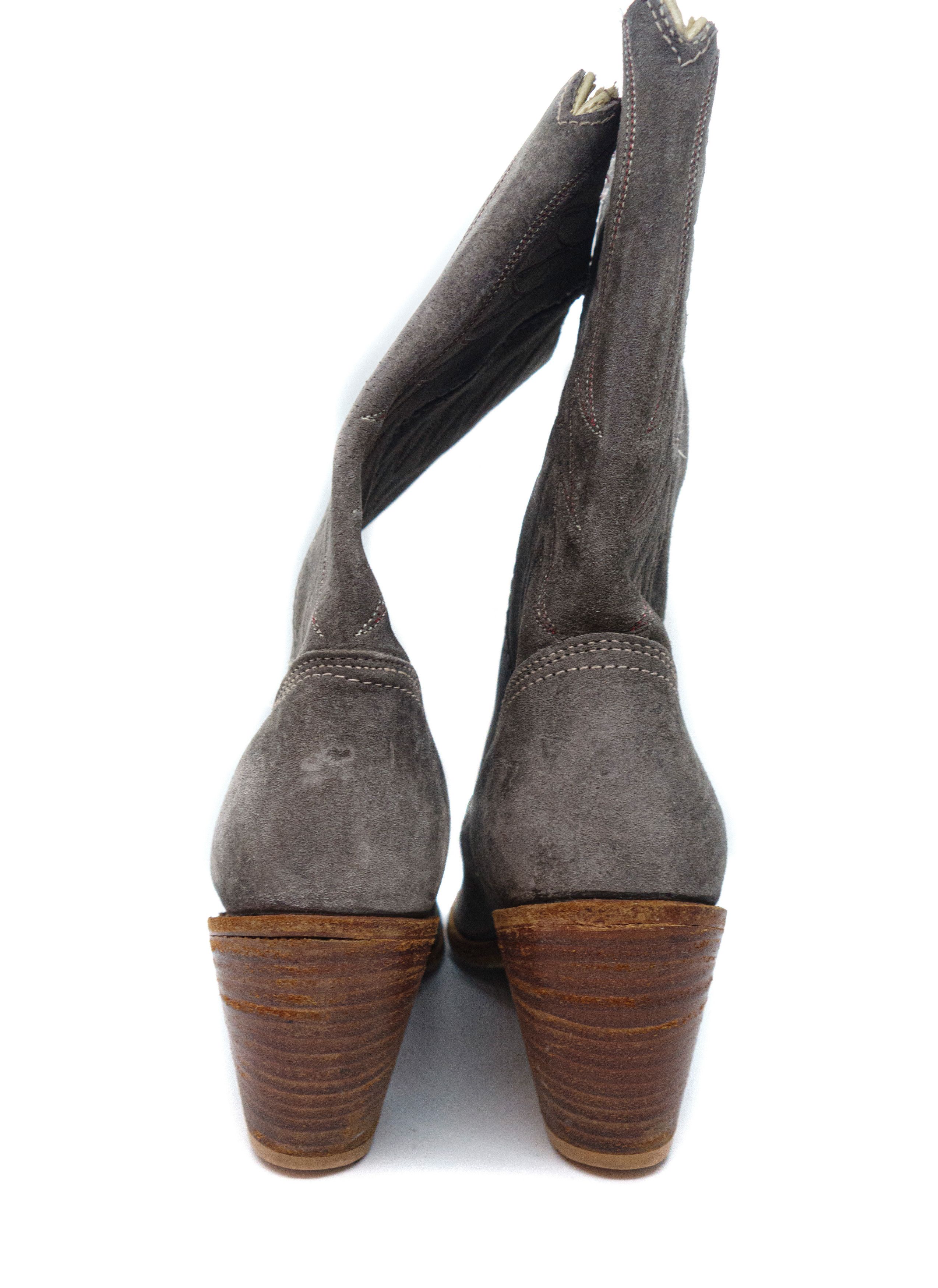 Acme Clothing 00S Cowboy Suede Boots Made in USA Vintage Size US 7.5 / IT 37.5 - 3 Thumbnail