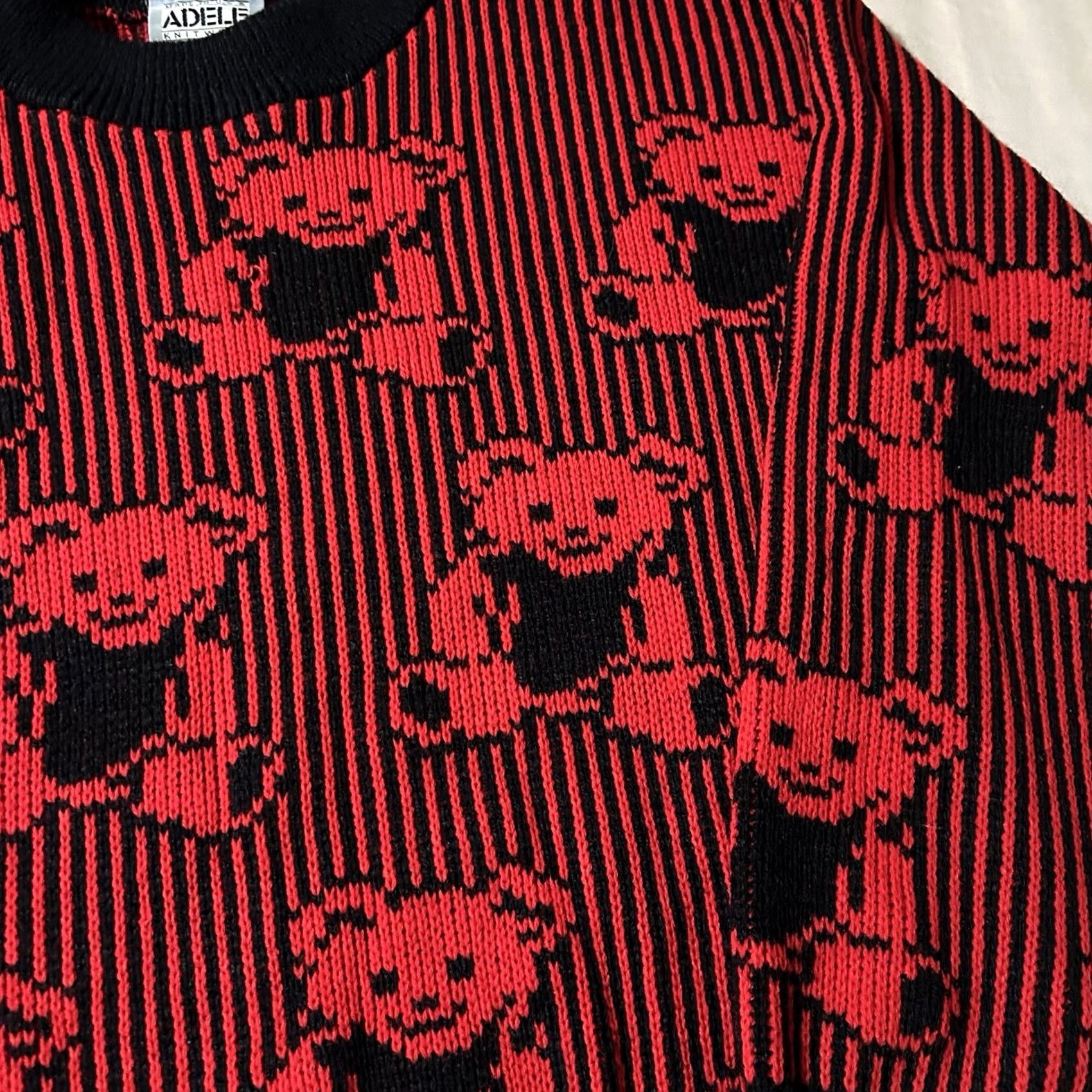 Vintage VINTAGE Adele Striped Sweater Women M Red 80s Knit Acrylic Teddy Bear Pullover Medium Size M / US 6-8 / IT 42-44 - 3 Thumbnail